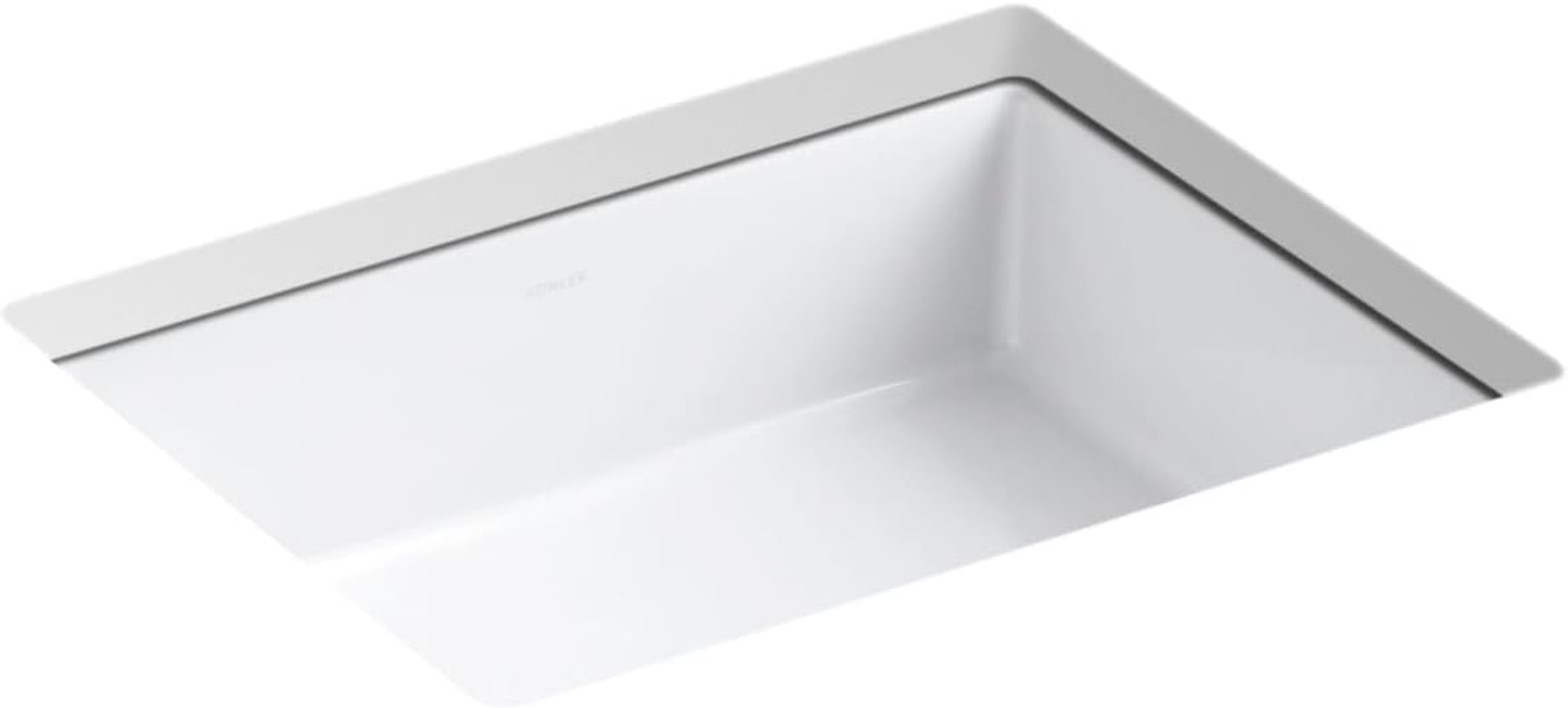 K-2882-17 Verticyl Rectangular Undermount Bathroom Sink, 19 3/4", White