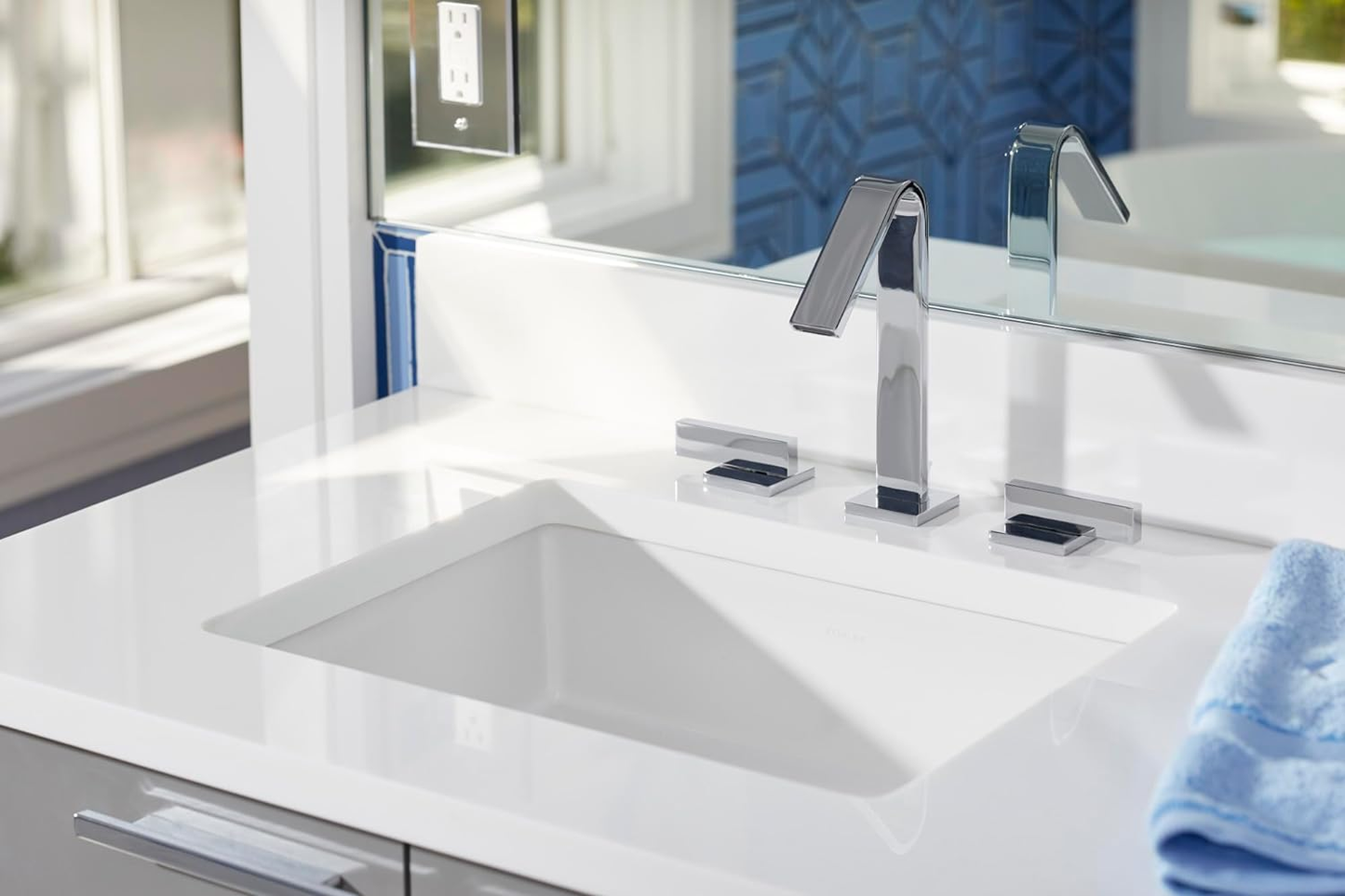 K-2882-17 Verticyl Rectangular Undermount Bathroom Sink, 19 3/4", White