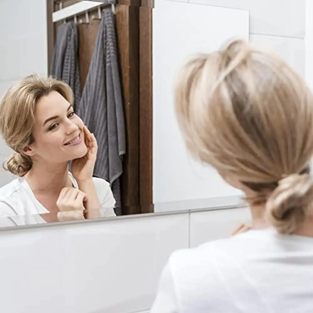 40X32 Beveled Edge Frameless Bathroom Vanity Mirror Hangs Horizontally or Vertically Modern Elegant Design Safe Installation