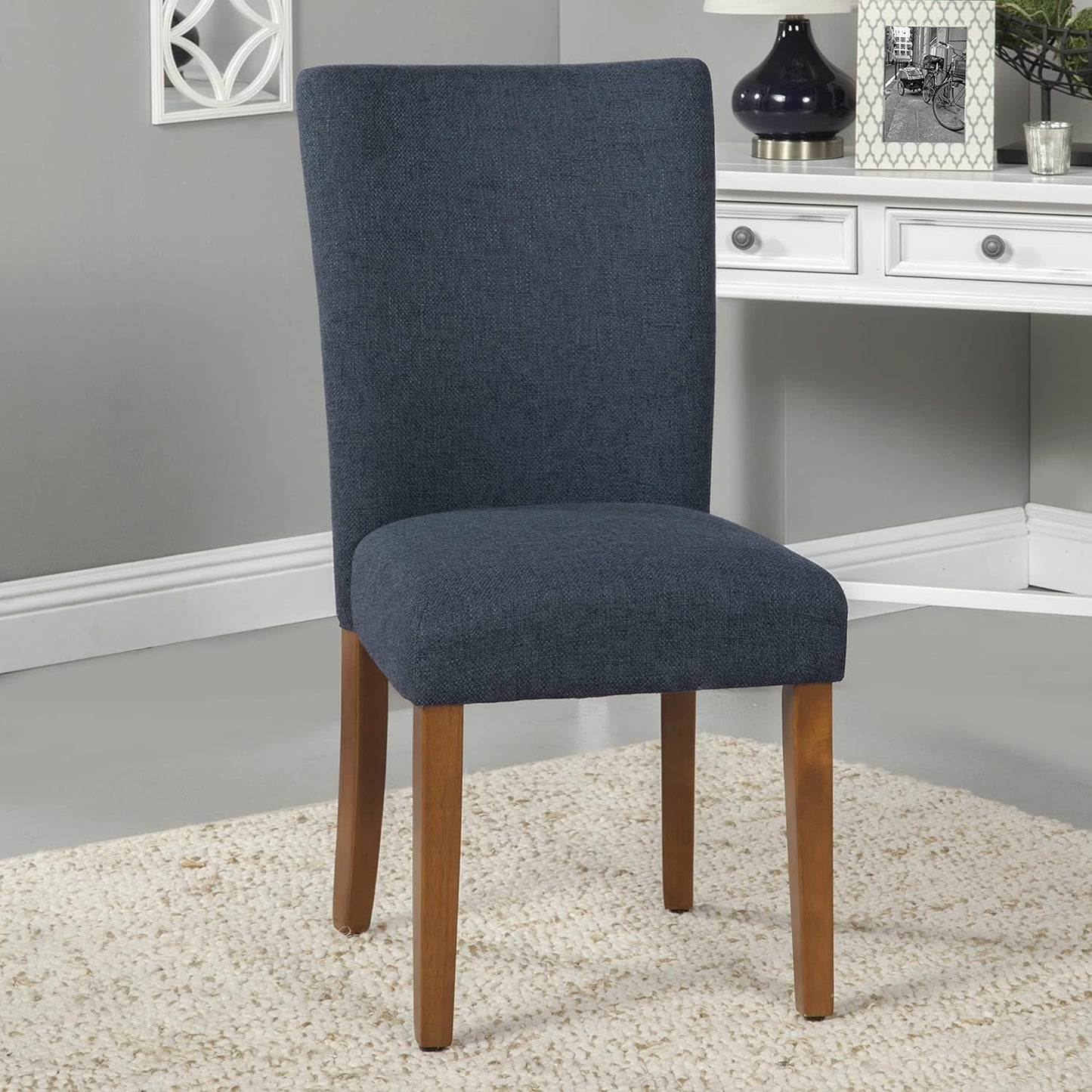 Parsons Classic Upholstered Accent Dining Chair, Set of 2, Navy