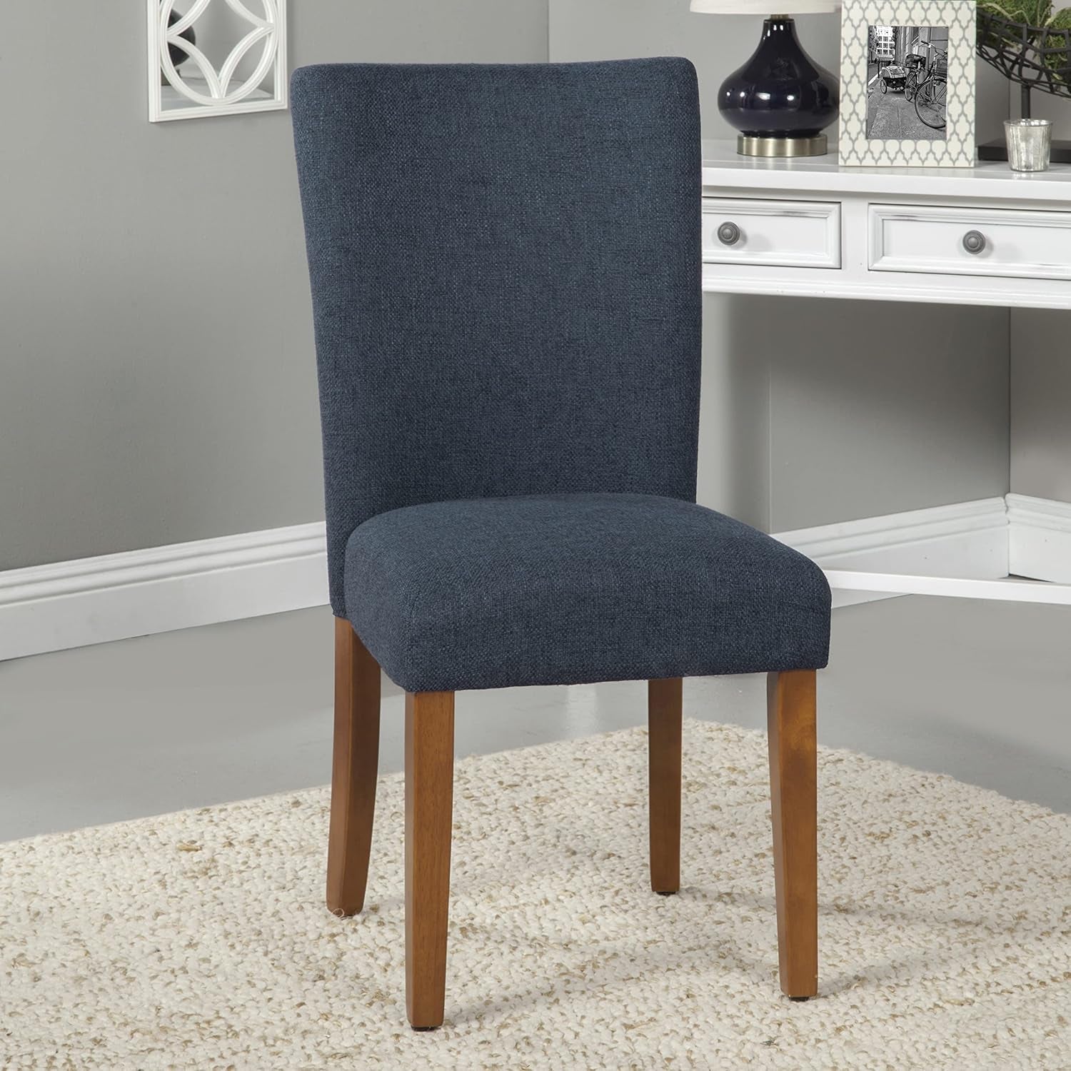 Parsons Classic Upholstered Accent Dining Chair, Set of 2, Navy