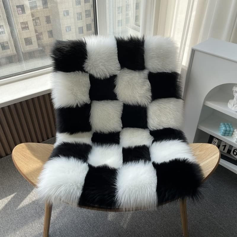 2×4 Area Rug for Living Room, Black and White Fluffy Shag Fuzzy Plush Soft Checkered Rugs for Bedroom, Shaggy Rug Floor Carpets for Kids Teen Dorm Home Decor Aesthetic, Boys and Girls Room