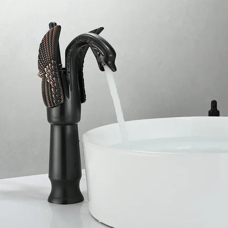 Gold White Brass Basin Faucets Swan Mixer Hot Cold Sink Single Hole Handle Water Tap Deck Mounted Copper Bathroom Accessories