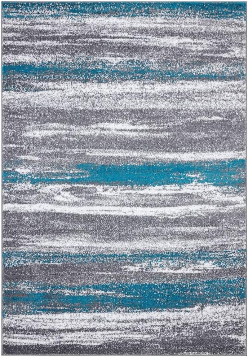 Modern Abstract Turquoise 6X9 Area Rug