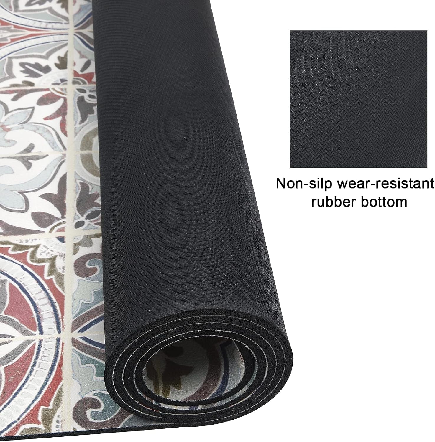 Bohemian Kitchen Rug Sets 2 Piece Non Skid Large Cushioned Kitchen Floor Mat Runner Set Waterproof Foam Rugs Floor Carpet for Sink Laundry Bathroom