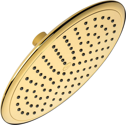 Waterfall Showerhead - 9 Inch Large Overhead Rain Shower Head - High Flow Best with Extension Arm, 1.8 GPM - Polished Brass & California Certified