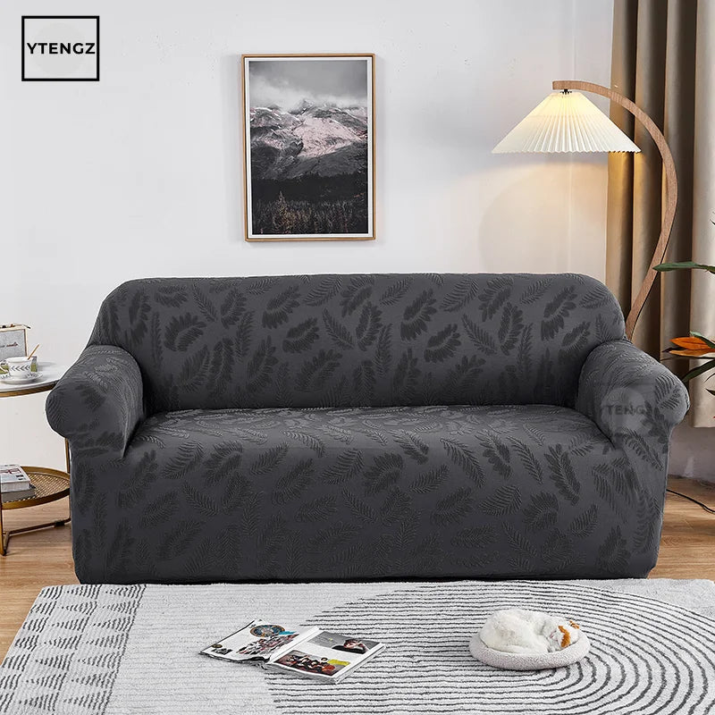 Jacquard Water Resistant Sofa Cover Sofa Slipcover Elastic Plain Color Sofa Covers for Living Room 1/2/3/4 Places