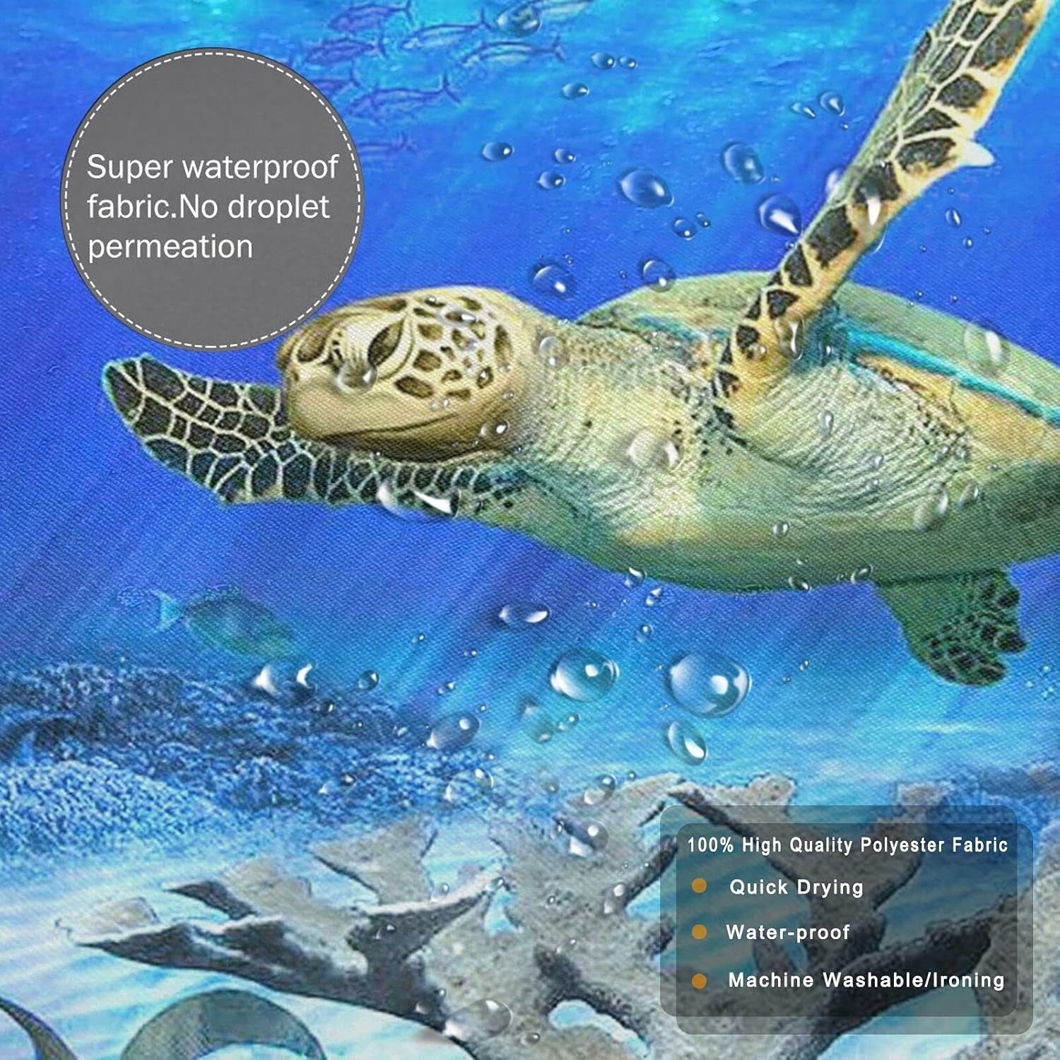 Sea Turtle Bathroom Accessories Blue Fish Shower Curtain Seaturtle Bathroom Decor Turtle Shower Curtain Bathroom Sets with Shower Curtain and Rugs and Accessories