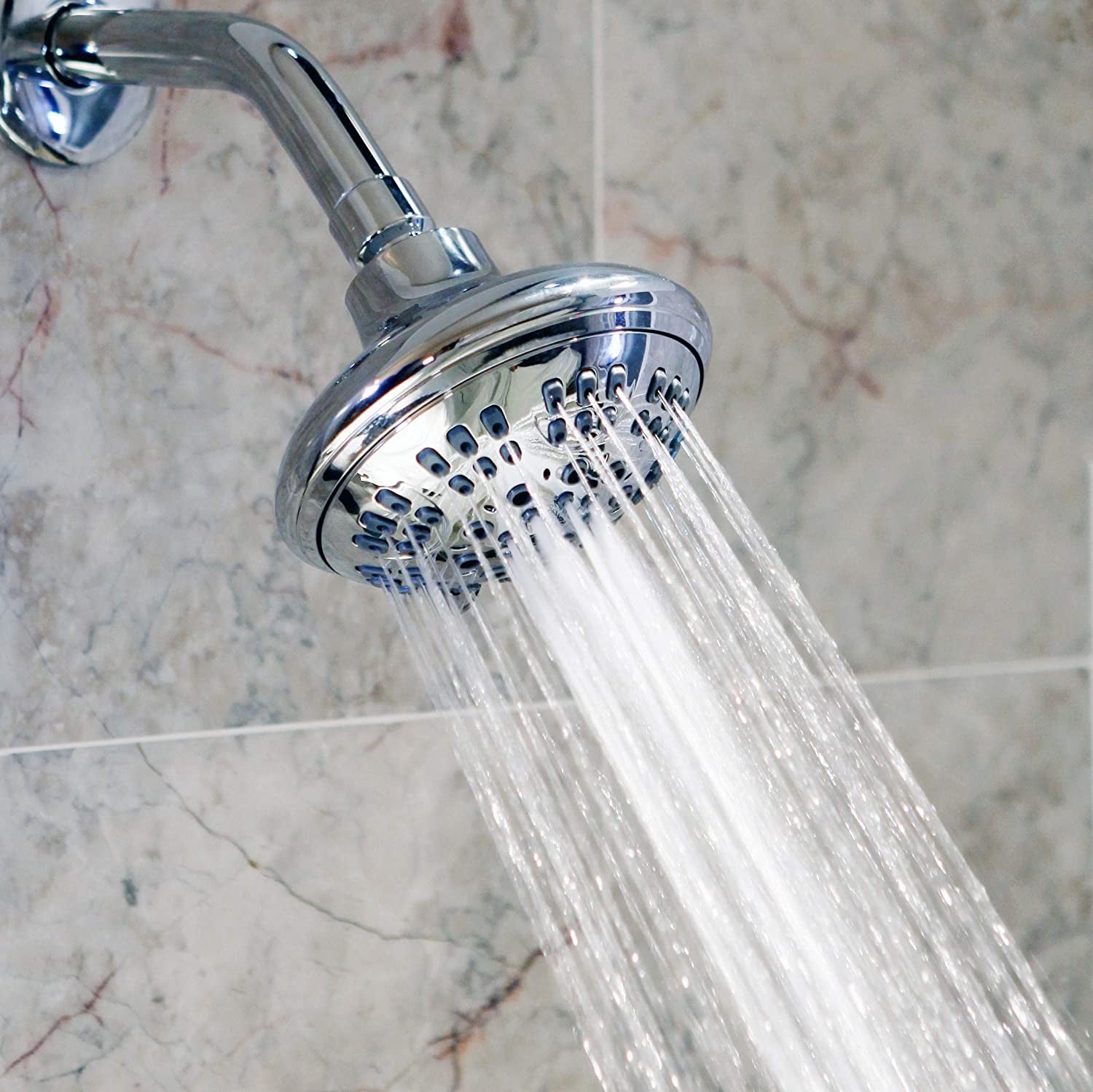 6 Function Shower Head - High Pressure Boosting Adjustable Showerhead for Low Flow Showers, 1.8 GPM - Chrome & California Certified