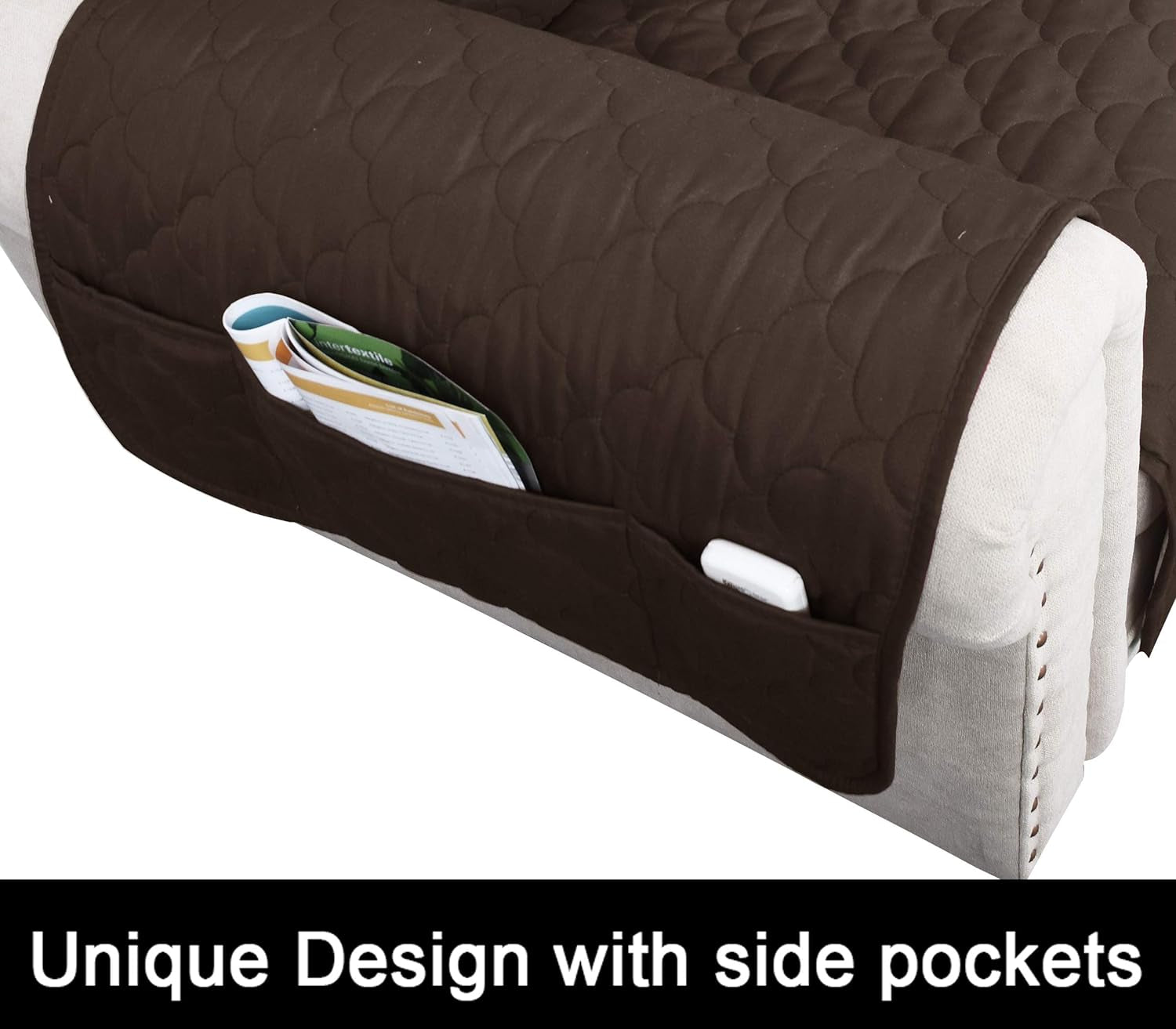 100% Waterproof Sofa Cover Pet Furniture Protectors for Sofas Couch Covers for Dogs Sofa Cover with Side Pockets (Chocolate, 68'')