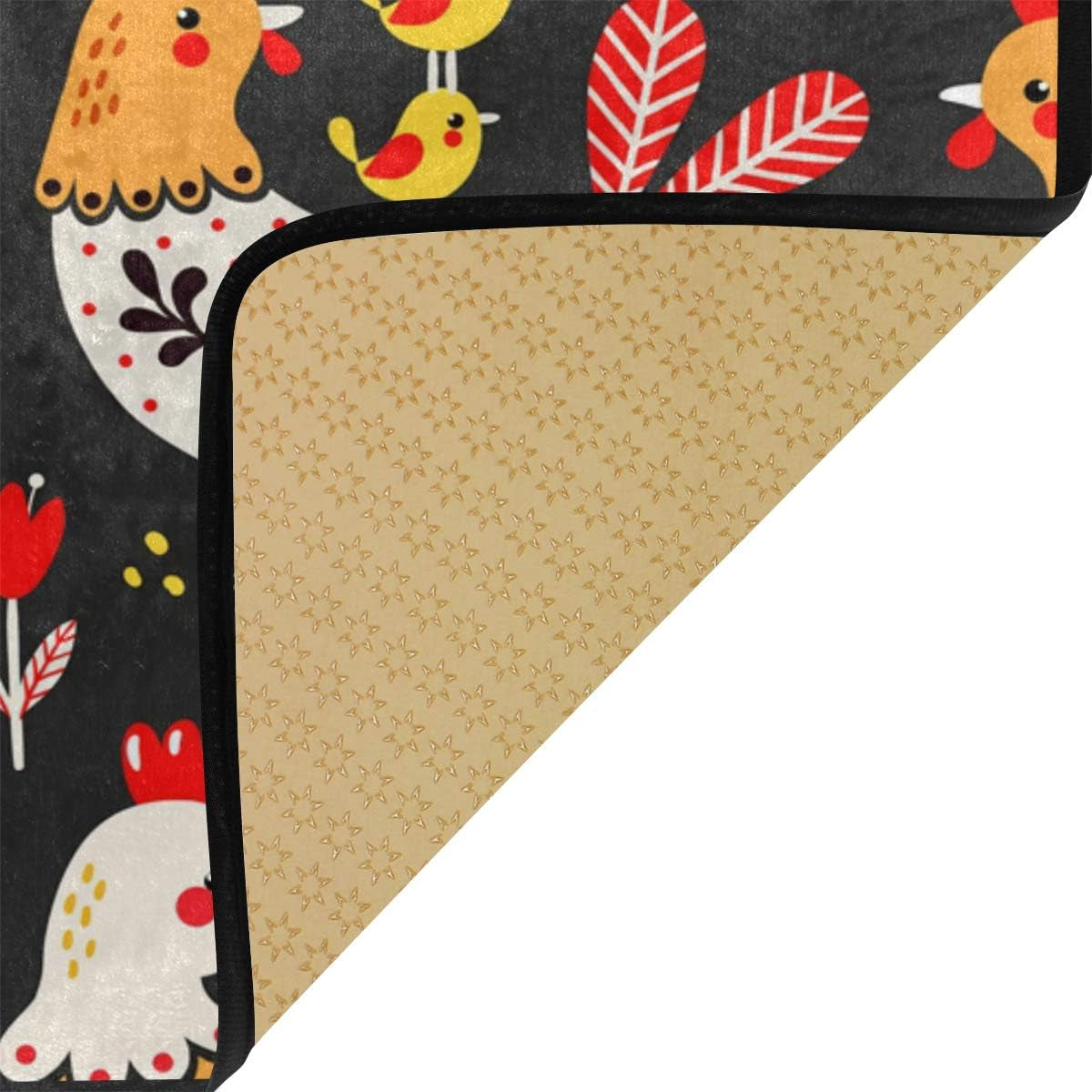 Kitchen Mat Cute Rooster Chickens Kitchen Rug Mat Anti-Fatigue Comfort Floor Mat Non Slip Oil Stain Resistant Easy to Clean Kitchen Rug Bath Rug Carpet for Indoor Outdoor Doormat