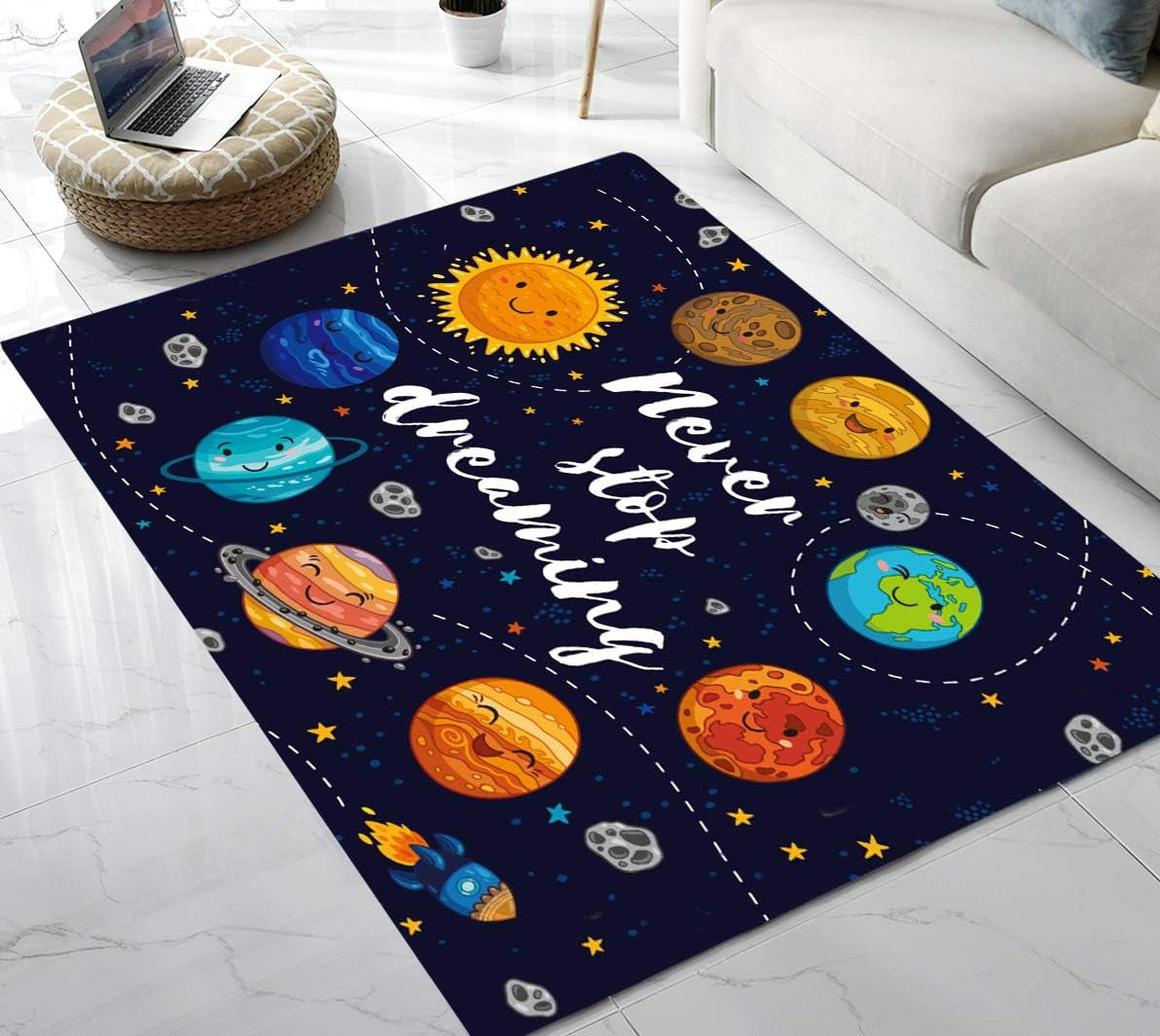 Area Rug Cute Solar System Area Rug for Living Room Bedroom Playing Room 5'X6'