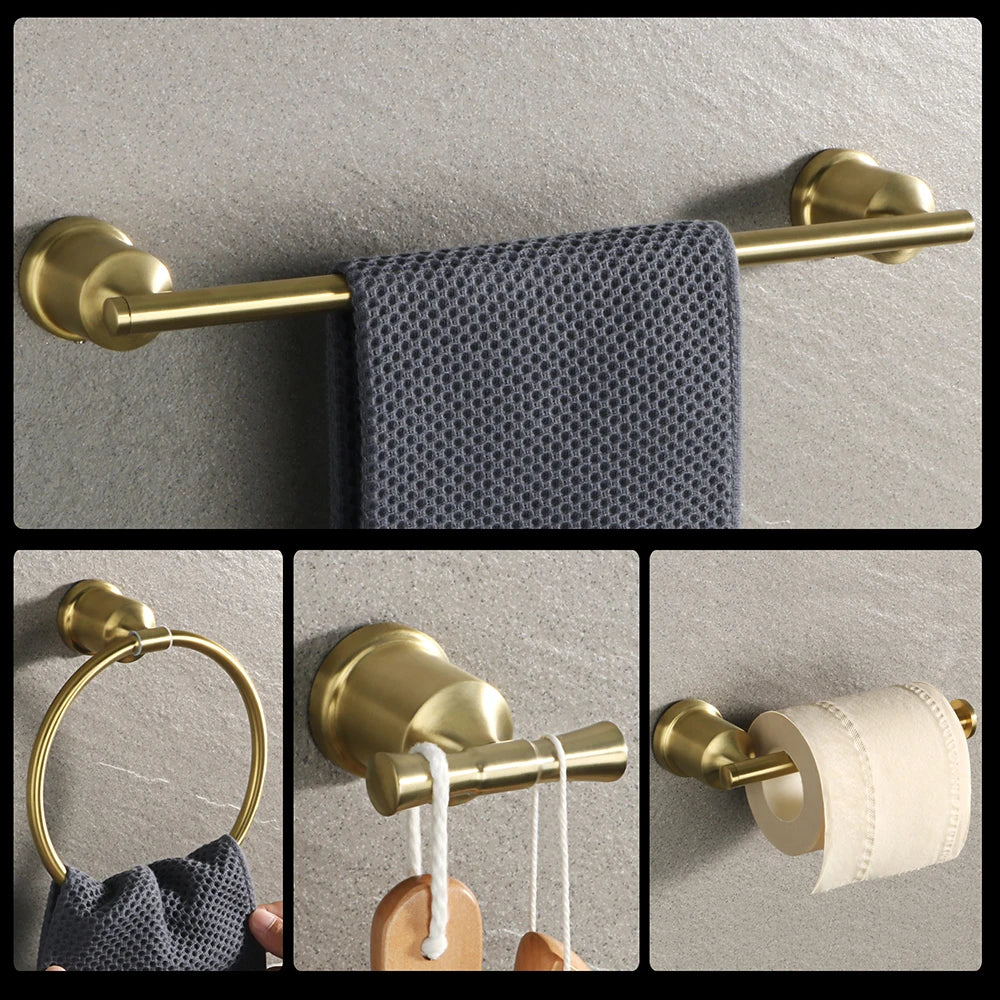 1Set SUS304 Black Bathroom Hardware Set Towel Bar Rack Toilet Paper Holder Robe Hook Self-Adhesive Bathroom Accessories