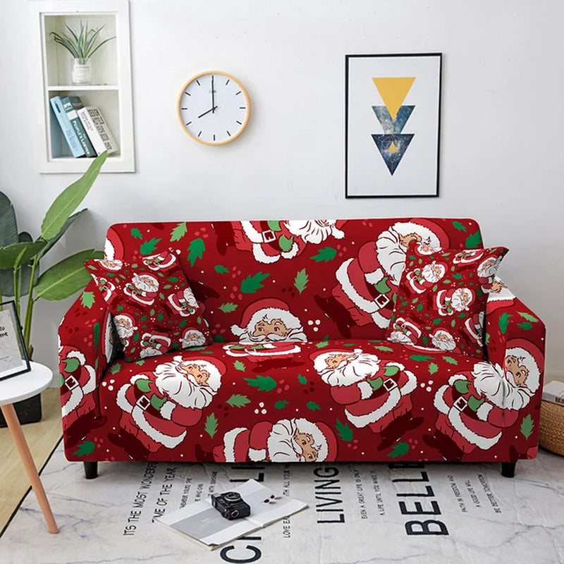Christmas Sofa Covers for Living Room Sectional Corner Sofa Cover Elastic Couch Cover Slipcover Christmas Decor Sofa Cover