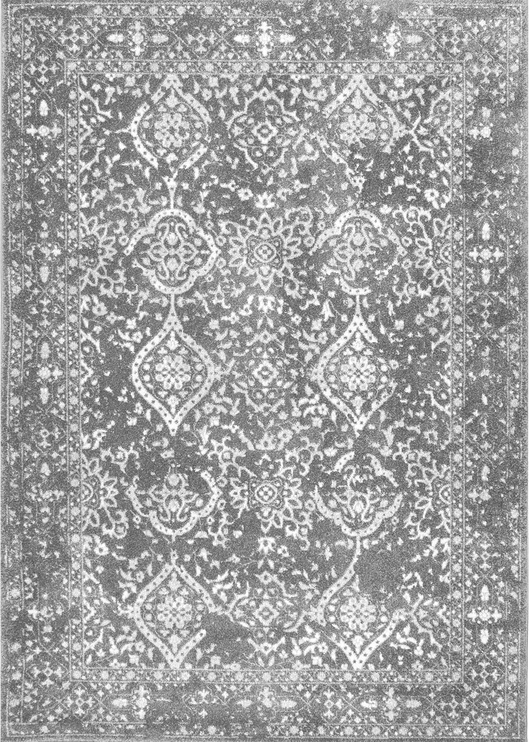 Odell Faded Vintage Area Rug, 12X15, Silver