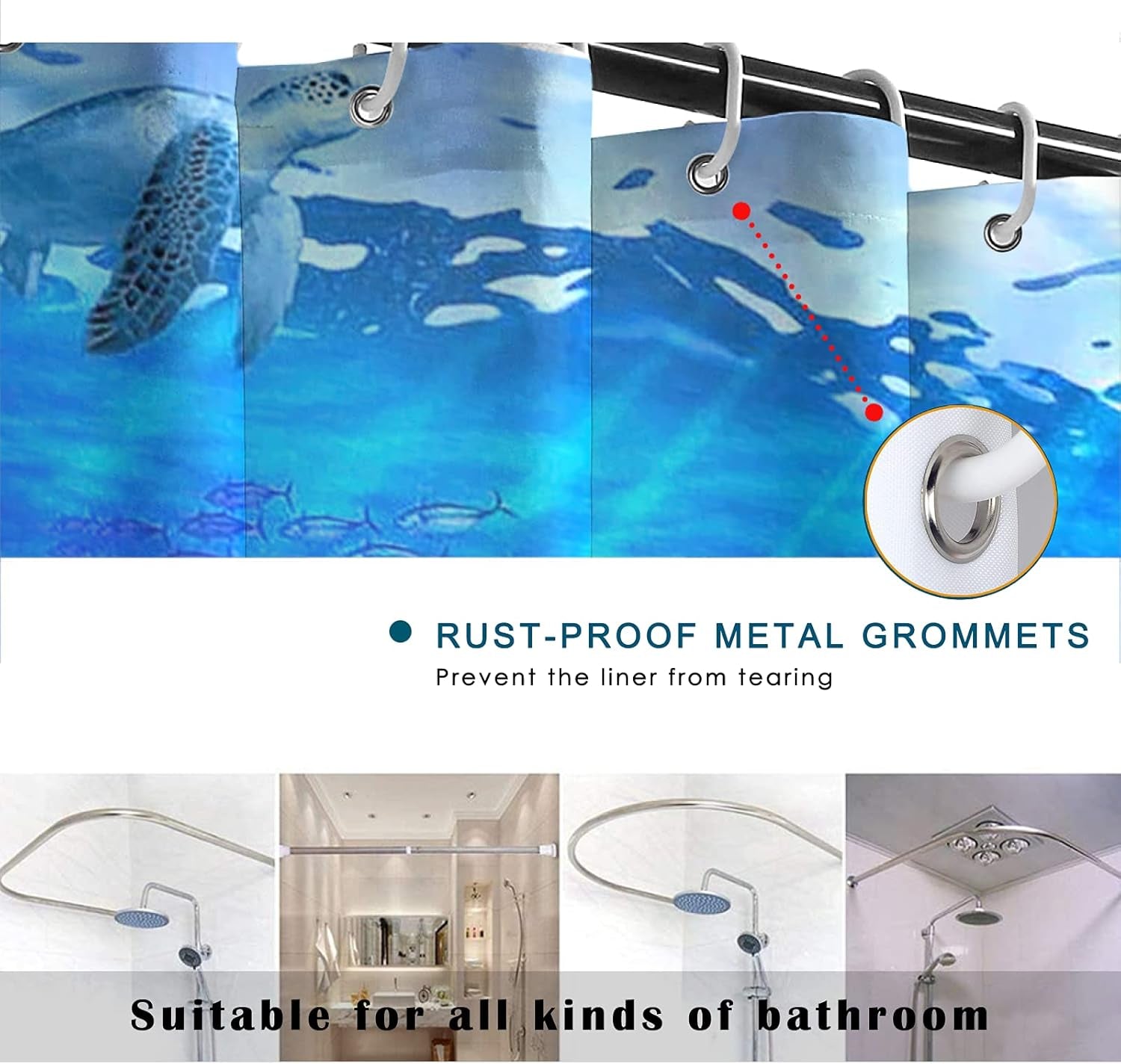 Sea Turtle Bathroom Accessories Blue Fish Shower Curtain Seaturtle Bathroom Decor Turtle Shower Curtain Bathroom Sets with Shower Curtain and Rugs and Accessories