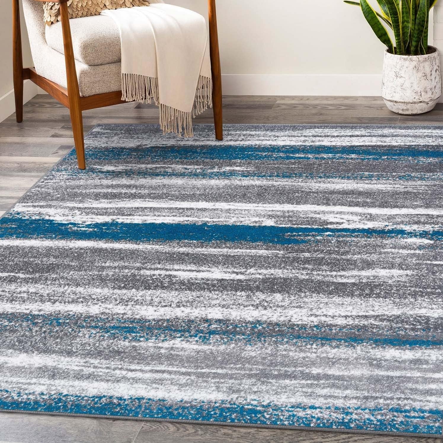 Modern Abstract Turquoise 6X9 Area Rug