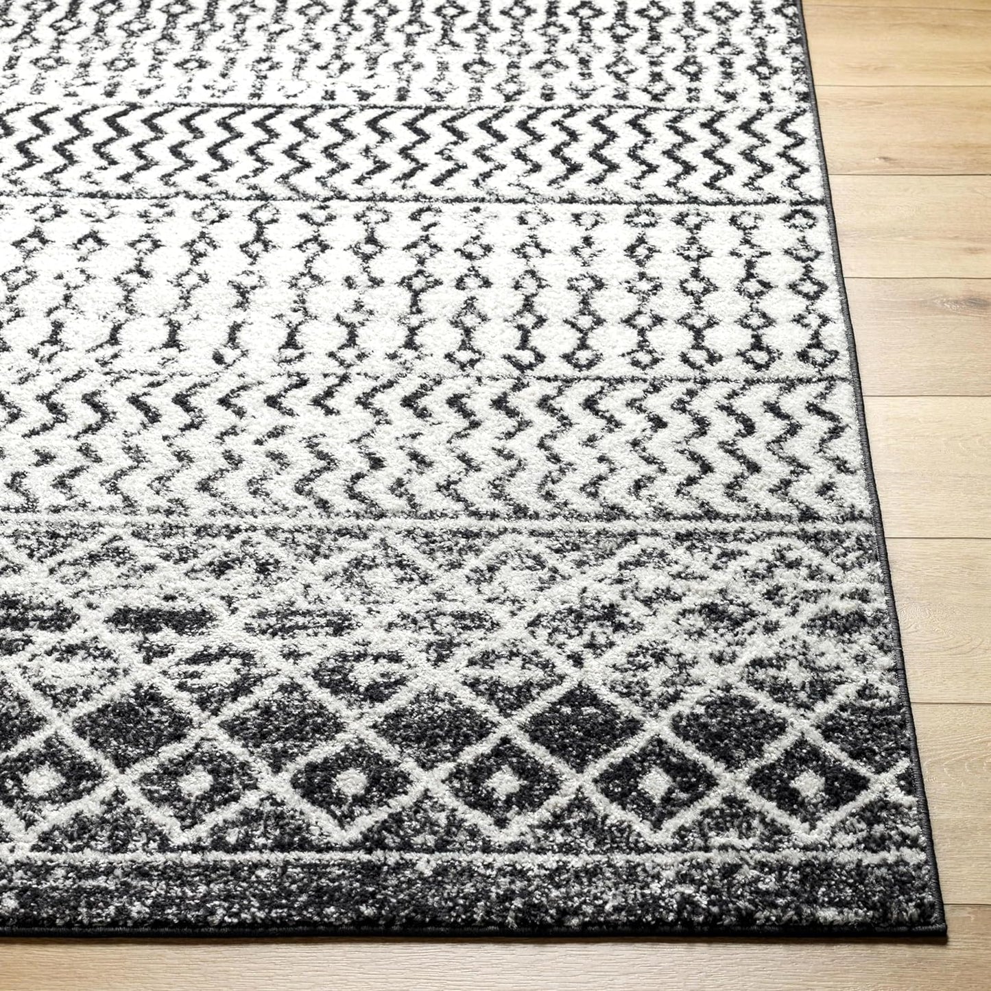 Chester Boho Moroccan Area Rug,12' X 15',Black