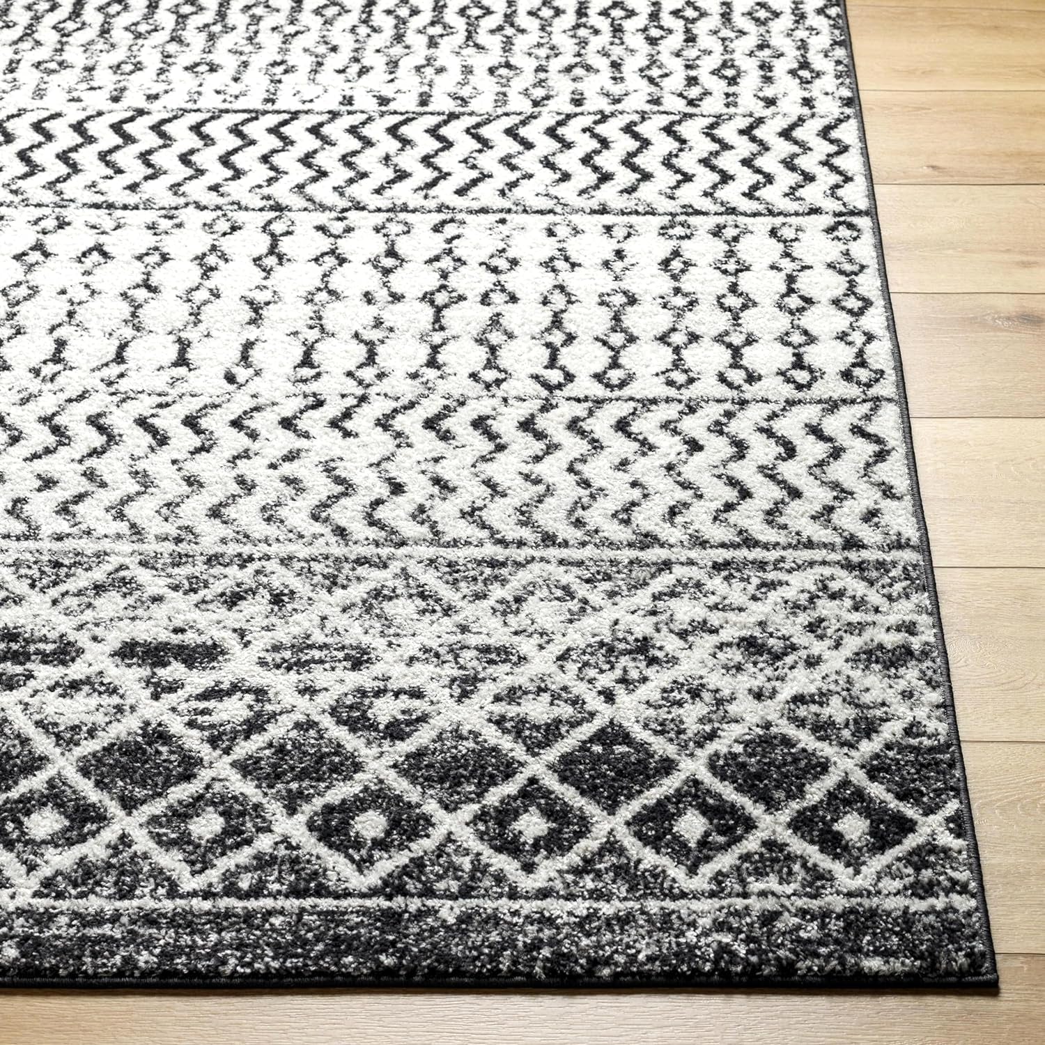 Chester Boho Moroccan Area Rug,12' X 15',Black
