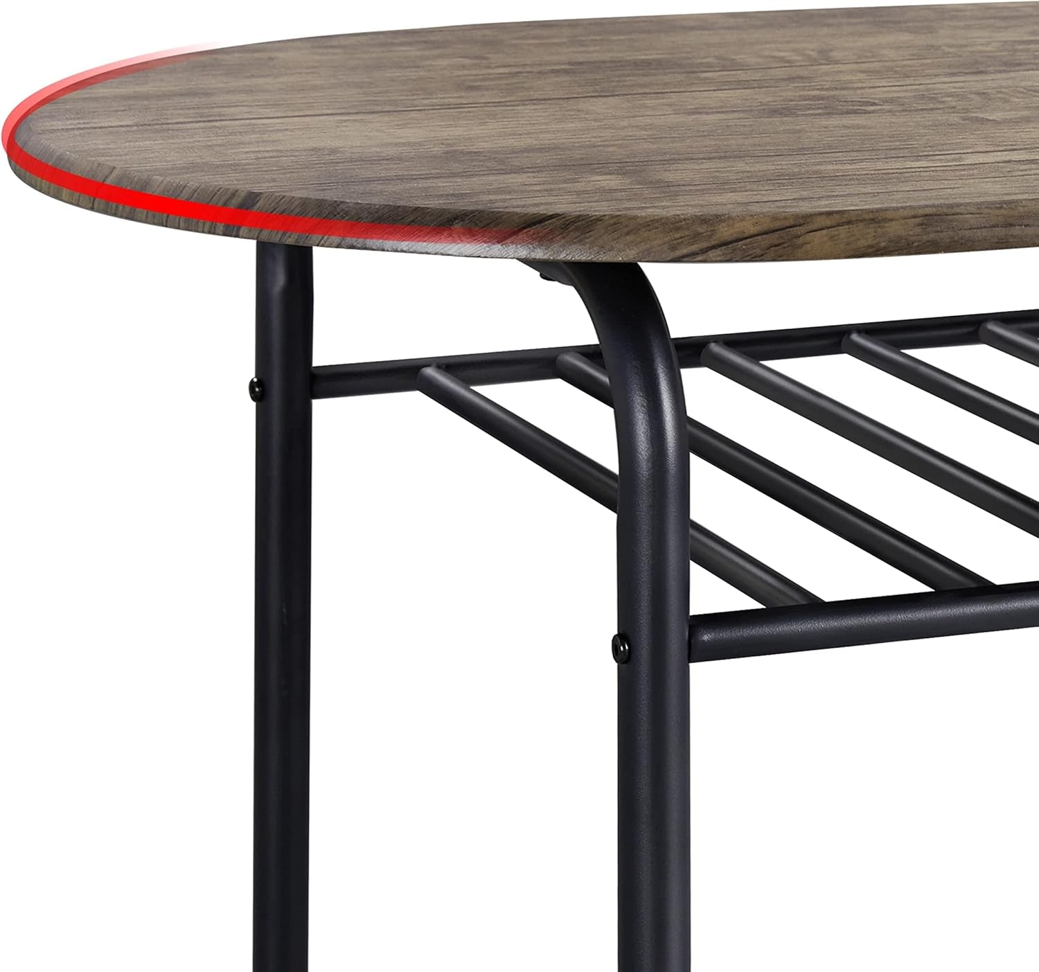 3 Piece Kitchen Table Set - Dining Table Sets for 2 - Compact Table and Chairs W/Steel Frame & Shelf Storage for Small Spaces, Apartment,Bistro - Drift Brown