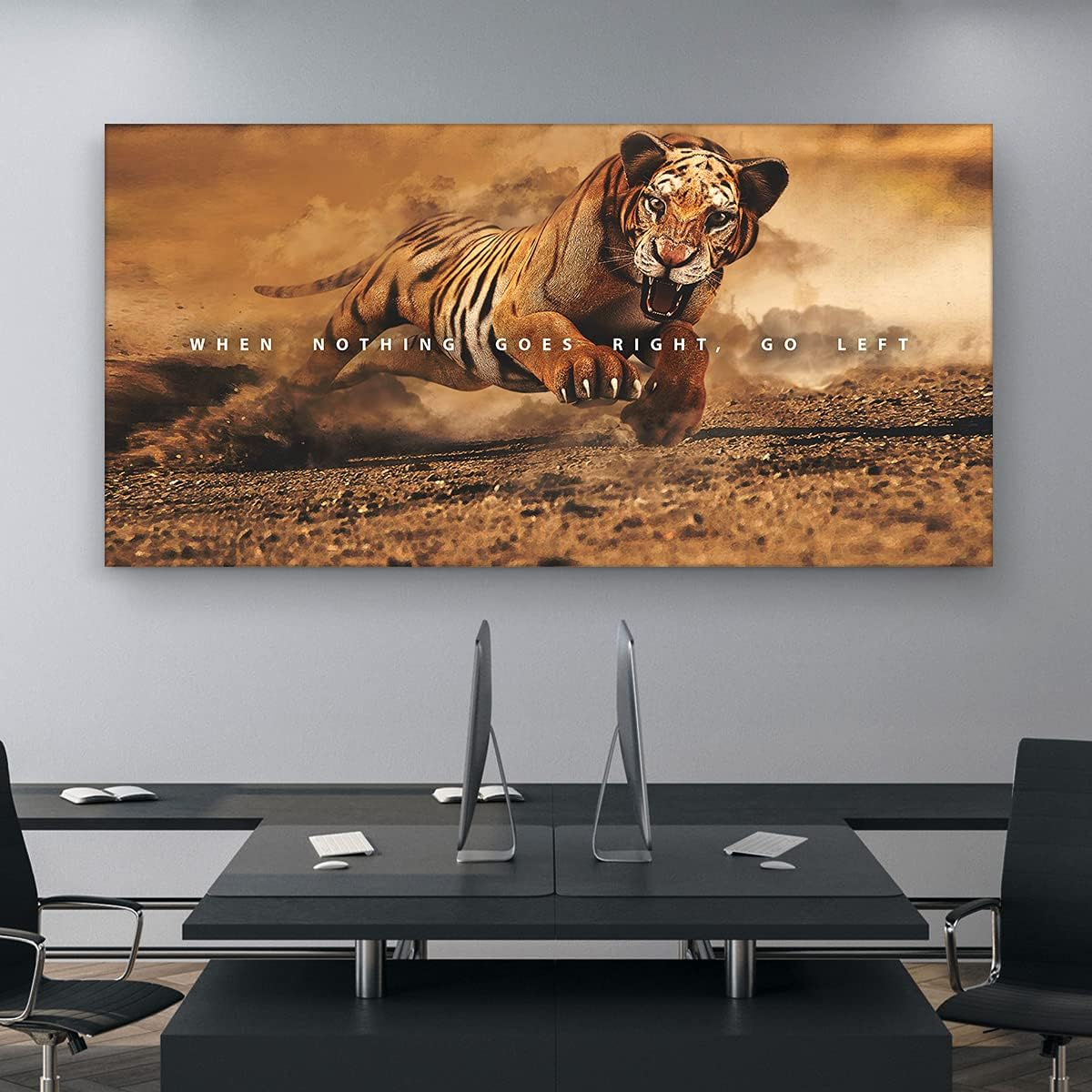 Tiger Motivational Wall Art Office Decor Canvas Print, Tiger Artwork, Inspirational Tiger Wall Art, Tiger Eye Sign, Tiger Print, Leopard Print (5"X7" / 8"X8" In)