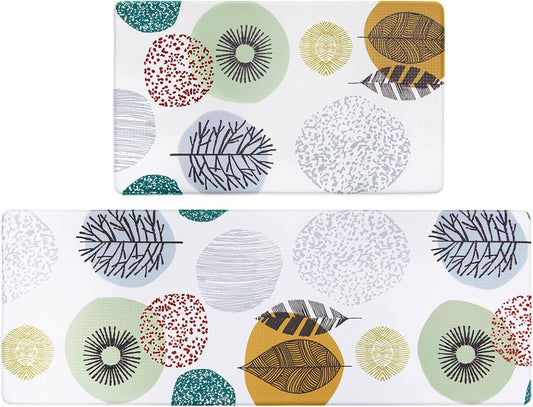 anti Fatigue Kitchen Floor Mat Set of 2 Non Slip Waterproof Comfort Standing Desk Mats Thick Cushioned anti Fatigue Kitchen Rugs and Mats,Colorful
