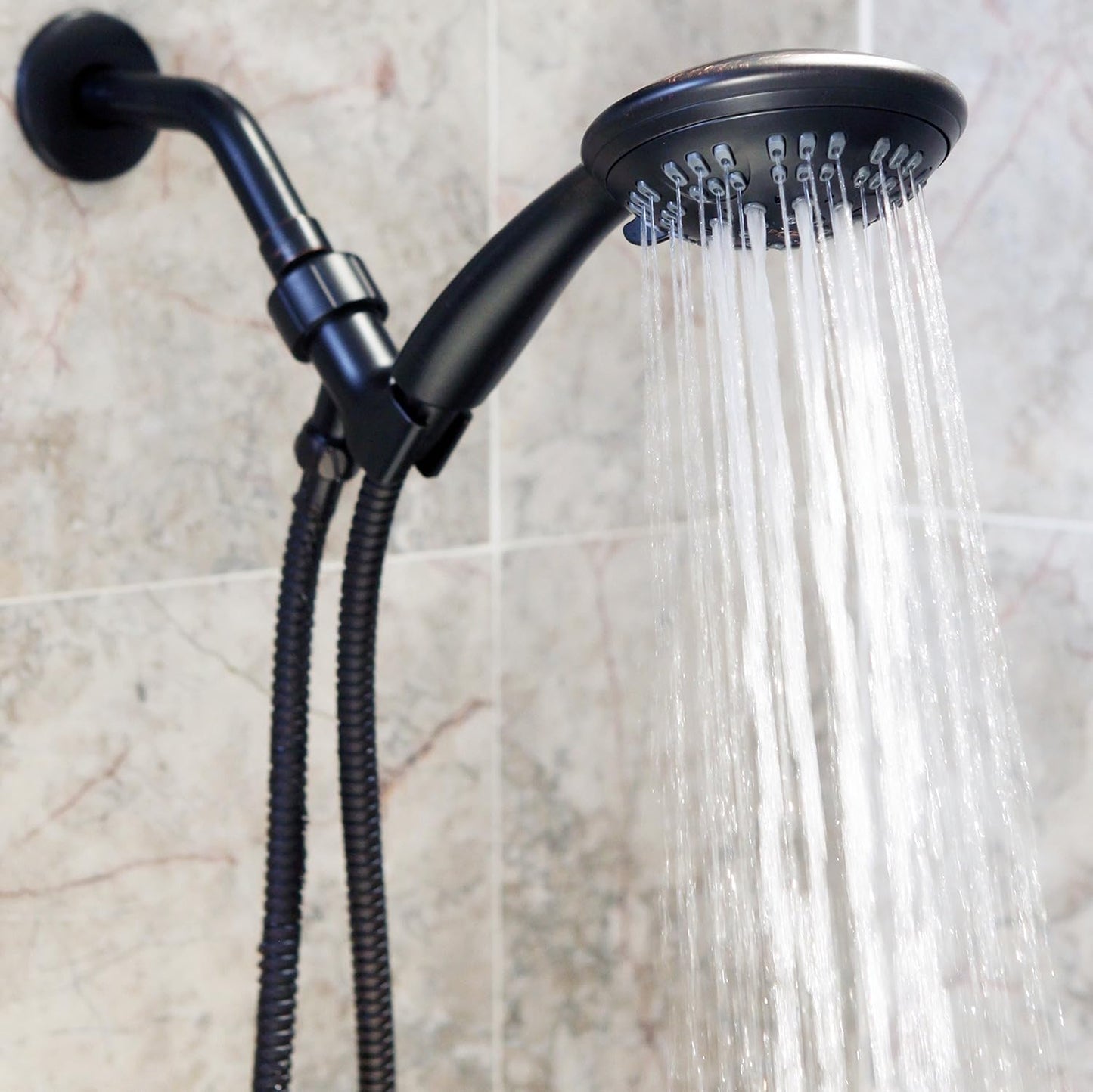 6 Function Handheld Shower Head Kit - High Pressure, Removable Hand Held Showerhead with Hose & Mount and Adjustable Rainfall Spray, 2.5 GPM - Oil-Rubbed Bronze