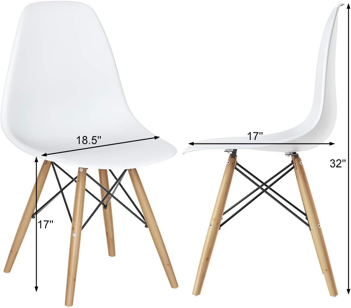 Dining Chair Set of 2 Mid Century Modern Kitchen Chairs Set for Living Room, Bedroom, Restaurant and Waiting Room DWS Chairs Set (1, White)