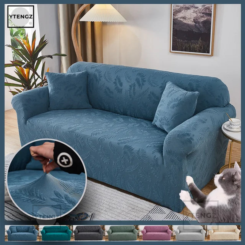 Jacquard Water Resistant Sofa Cover Sofa Slipcover Elastic Plain Color Sofa Covers for Living Room 1/2/3/4 Places