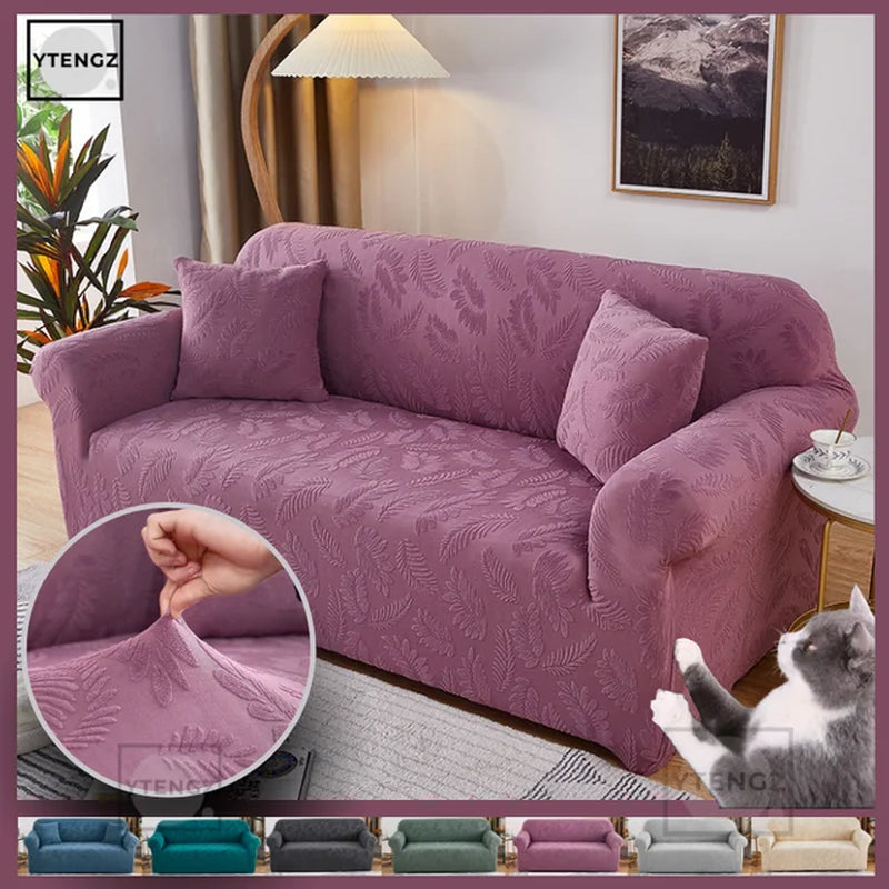 Jacquard Water Resistant Sofa Cover Sofa Slipcover Elastic Plain Color Sofa Covers for Living Room 1/2/3/4 Places