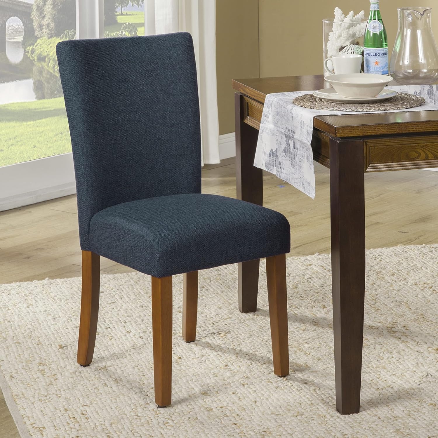 Parsons Classic Upholstered Accent Dining Chair, Set of 2, Navy