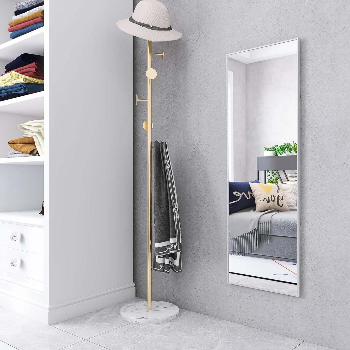 Full Length Mirror 47"X16" Wall-Mounted Large Standing Hanging or Leaning against Wall Mirror, Door Mirror Body Dressing Mirror with Aluminum Alloy Frame for Living Room, Bedroom, Silver