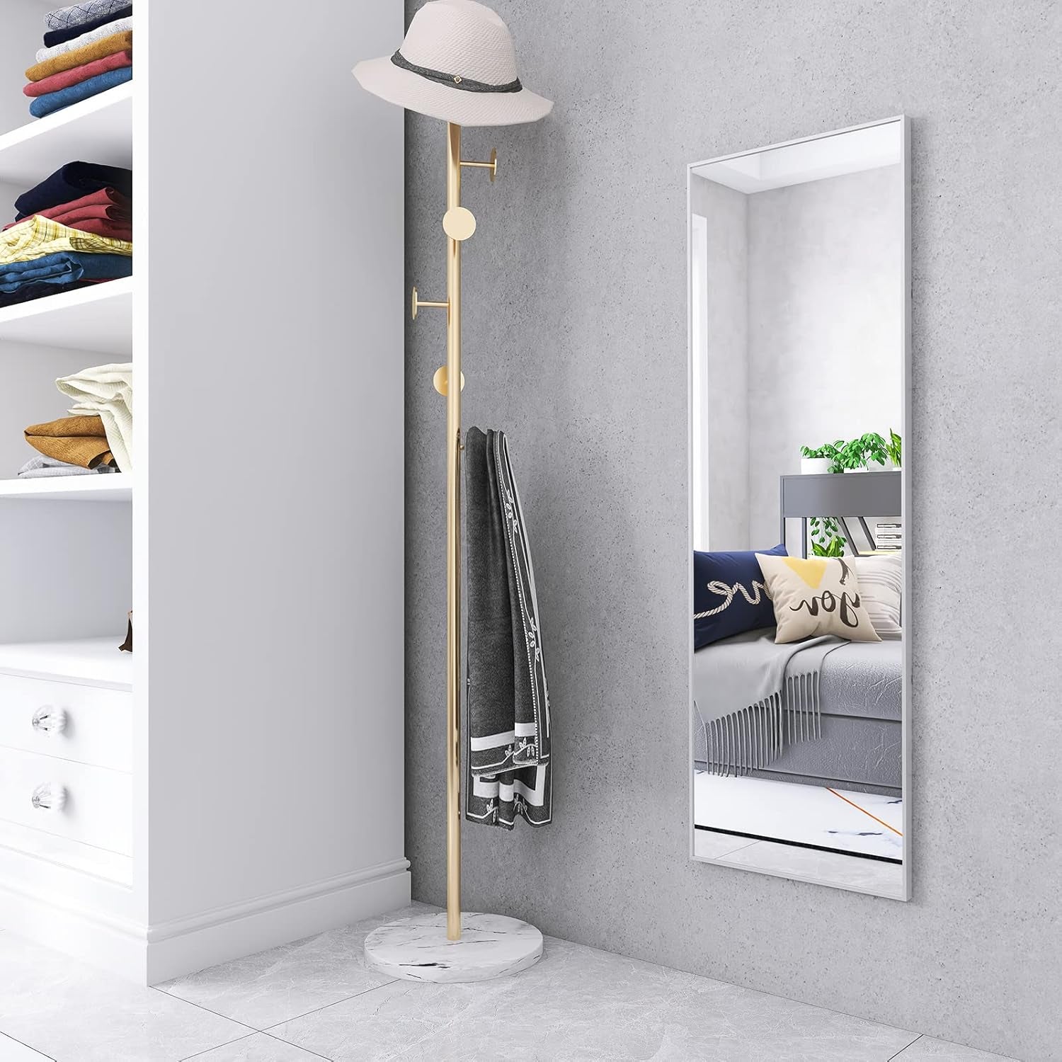 Full Length Mirror 47"X16" Wall-Mounted Large Standing Hanging or Leaning against Wall Mirror, Door Mirror Body Dressing Mirror with Aluminum Alloy Frame for Living Room, Bedroom, Silver