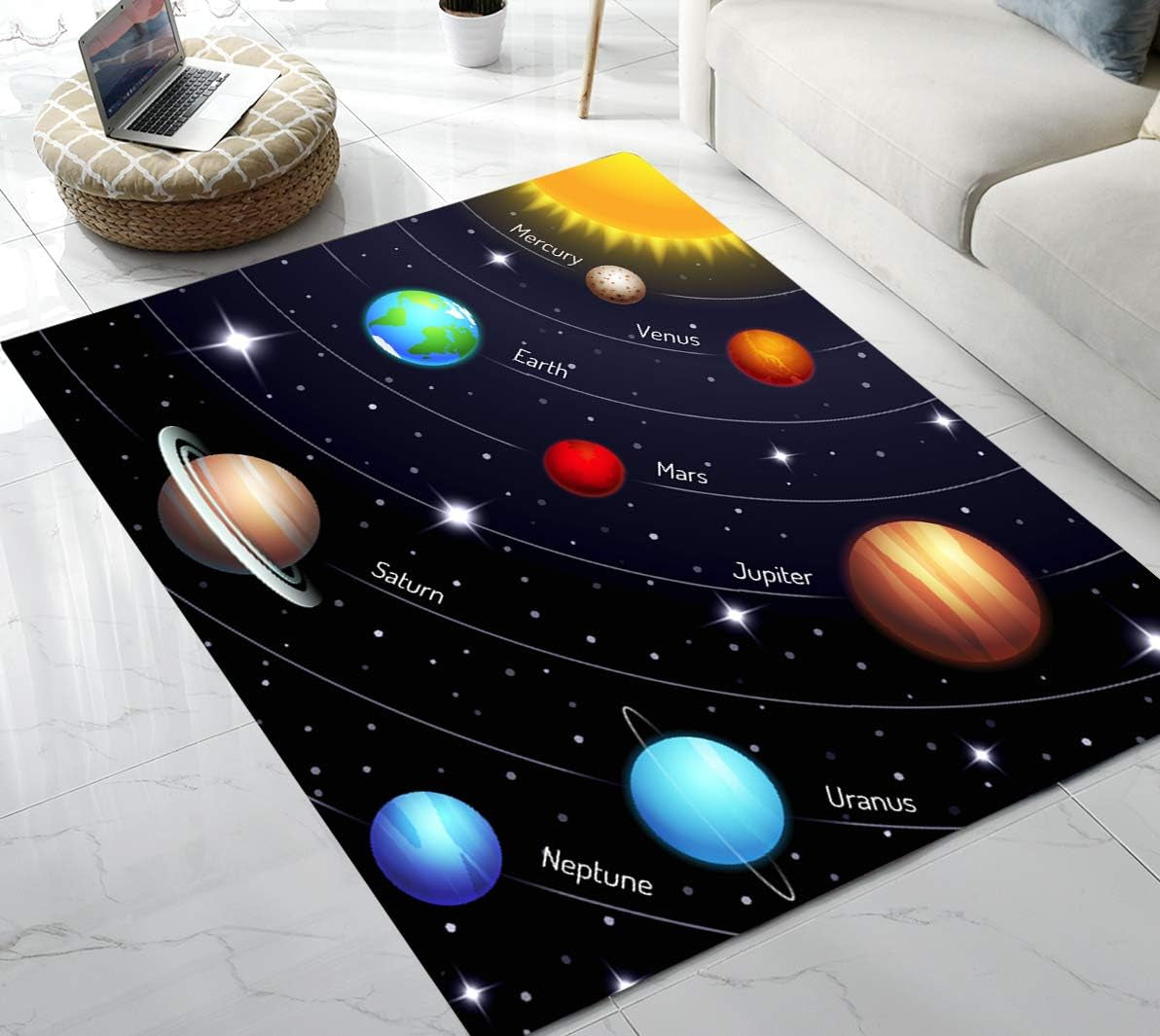Area Rug Colorful Solar System Area Rug for Living Room Bedroom Playing Room 5'X6'
