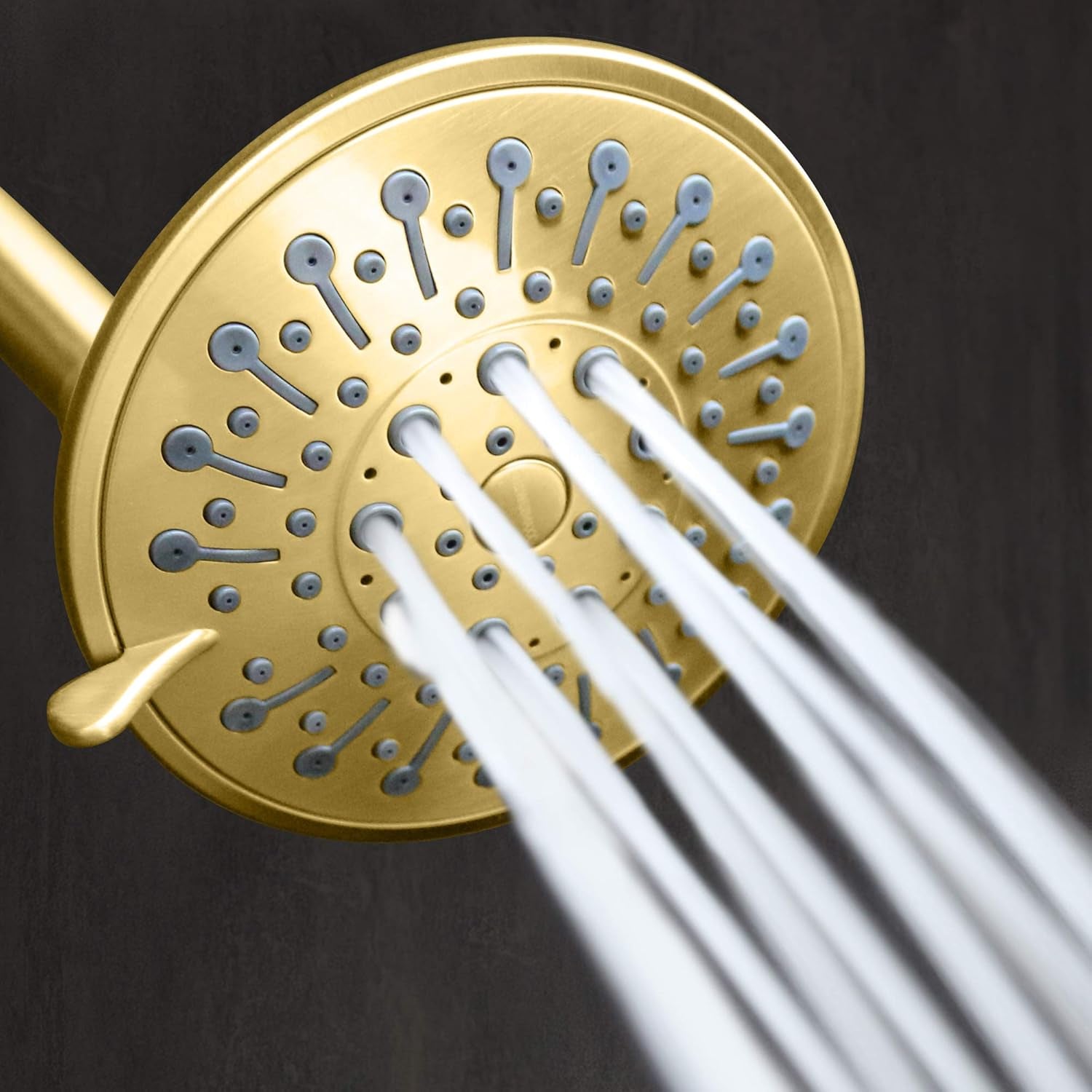 Luxury Spa: Imperialshine Gold Shower Head, 5 Inch 6 Spray Adjustable High Pressure Showerhead with 360 Degree Tilt, Experience Comfort and Elegance (Polished Brass/Imperialshine Gold)