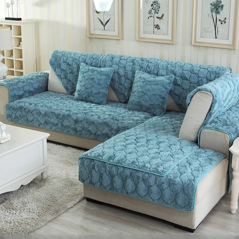 Modern Brief Winter Warm Plush Sofa Covers Couch Covers for Sofas Furniture Sofa Slipcovers Placemat Furniture Protector Textile