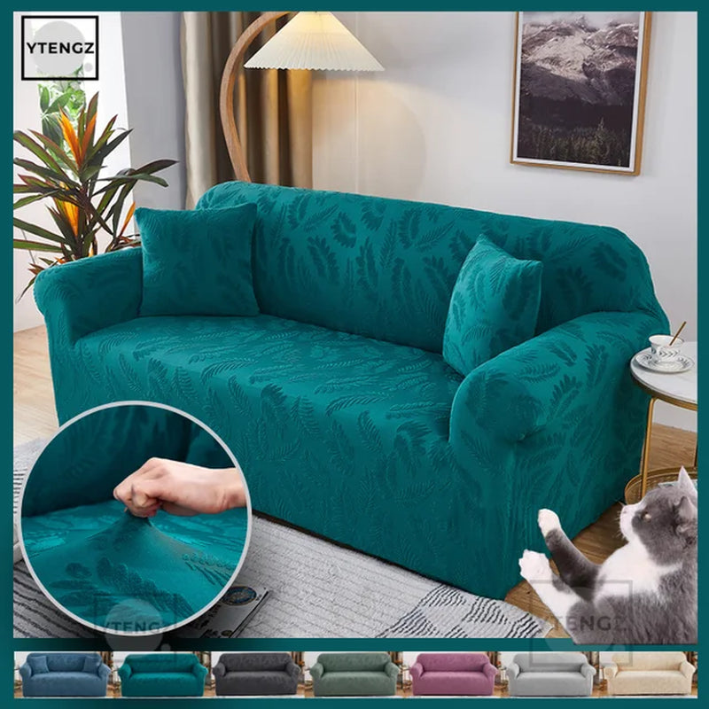 Jacquard Water Resistant Sofa Cover Sofa Slipcover Elastic Plain Color Sofa Covers for Living Room 1/2/3/4 Places