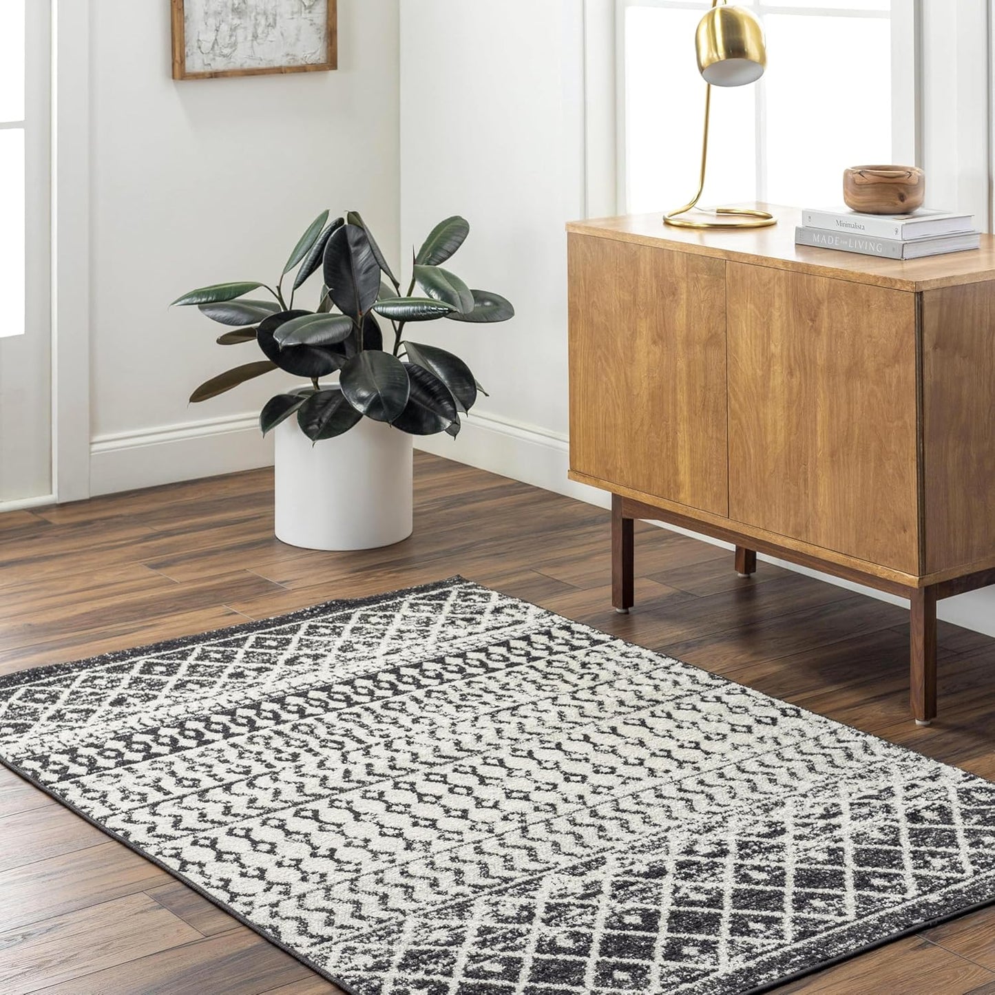 Chester Boho Moroccan Area Rug,12' X 15',Black