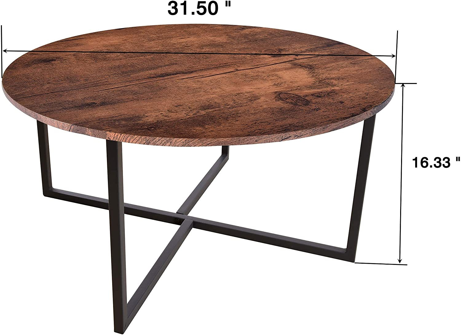 Round Coffee Table Kitchen Dining Table Modern Tea Table Office Conference Pedestal Desk Computer Study Desk Rustic Brown/Black