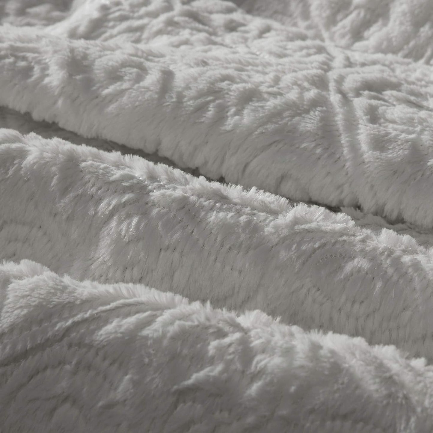 Bismarck King Size Bed Comforter Set - Grey, Embroidered Medallion – 3 Pieces Bedding Sets – Faux Fur Plush Bedroom Comforters (MP10-2004)