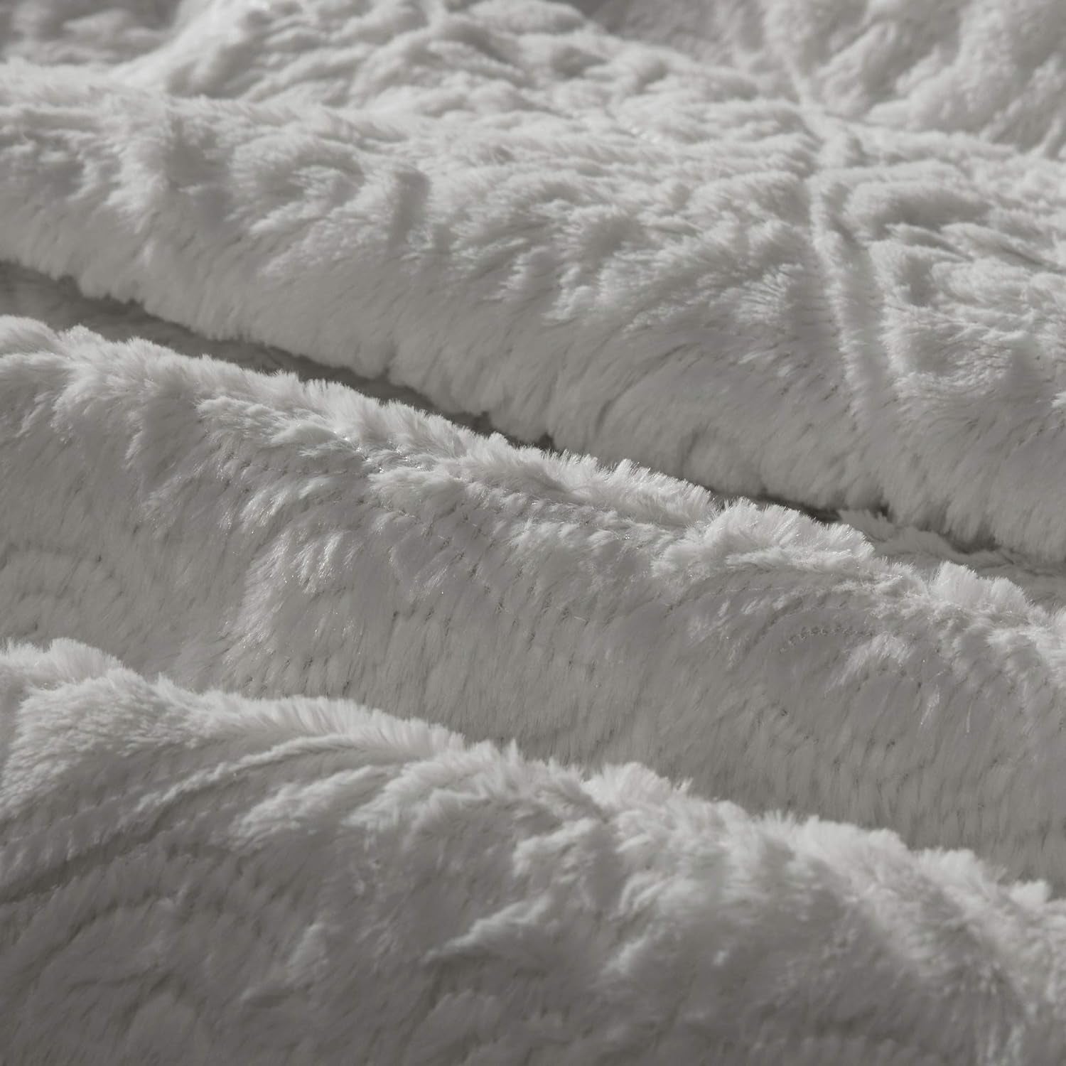 Bismarck King Size Bed Comforter Set - Grey, Embroidered Medallion – 3 Pieces Bedding Sets – Faux Fur Plush Bedroom Comforters (MP10-2004)