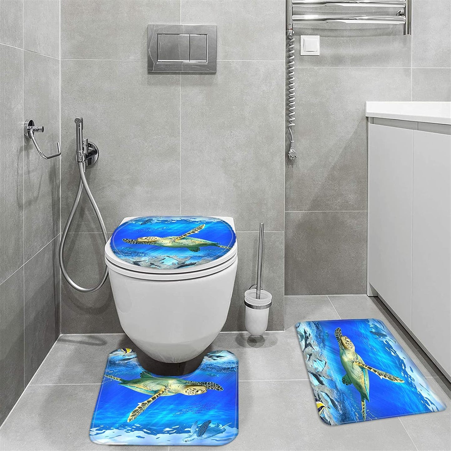 Sea Turtle Bathroom Accessories Blue Fish Shower Curtain Seaturtle Bathroom Decor Turtle Shower Curtain Bathroom Sets with Shower Curtain and Rugs and Accessories