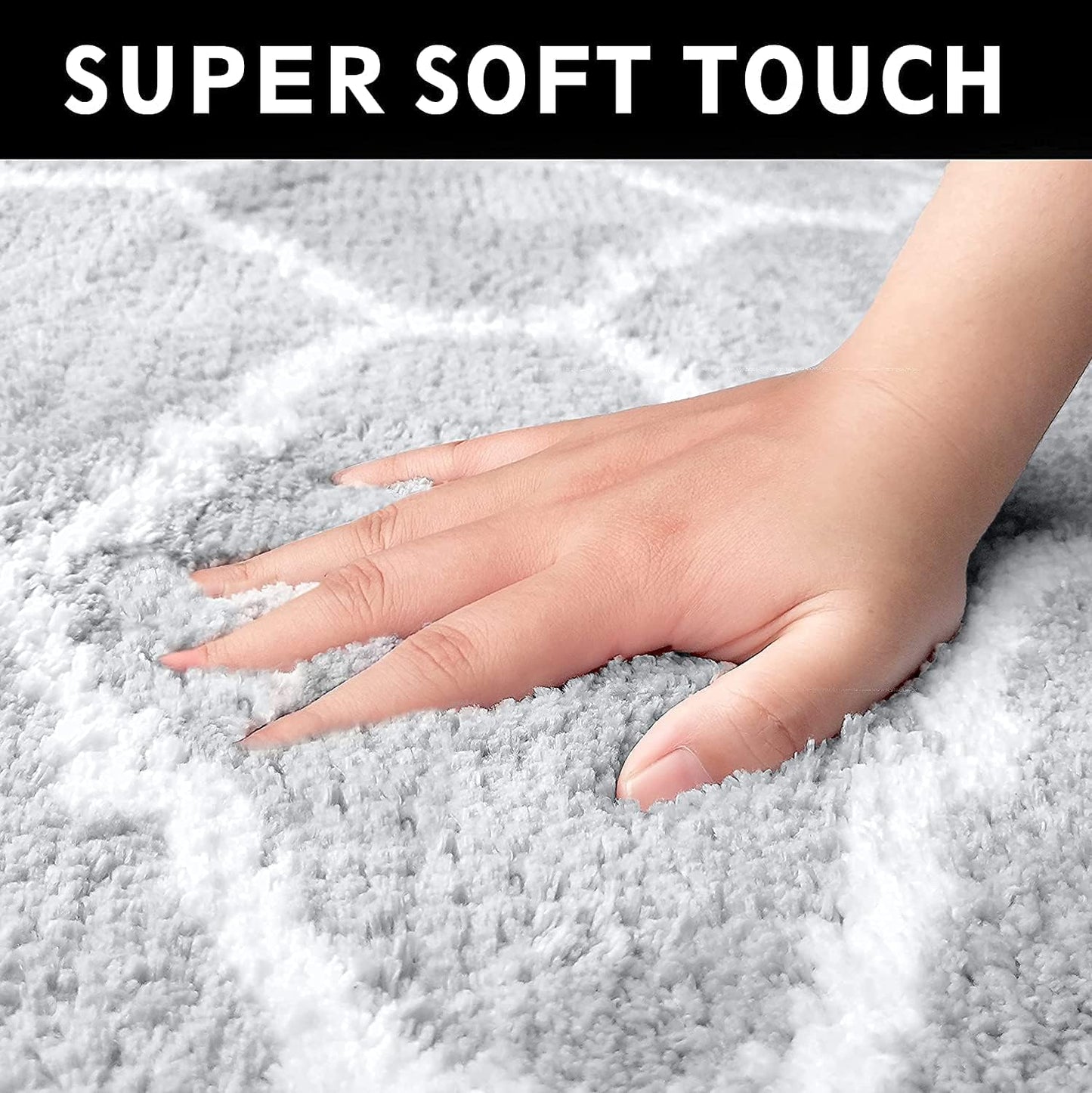 EARTHALL Bathroom Rug Mat, 20"X30", Grey Trellis Bath Mat Extra Soft Absorbent Premium Bath Rug, Non-Slip Comfortable Bath Mat, Machine Wash Dry, Carpet for Tub, Shower, Bath Room