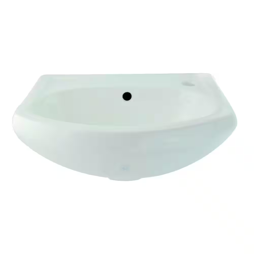 Dell Offset Faucet 16-1/8 In. Wall Mounted Bathroom Sink in White with Overflow