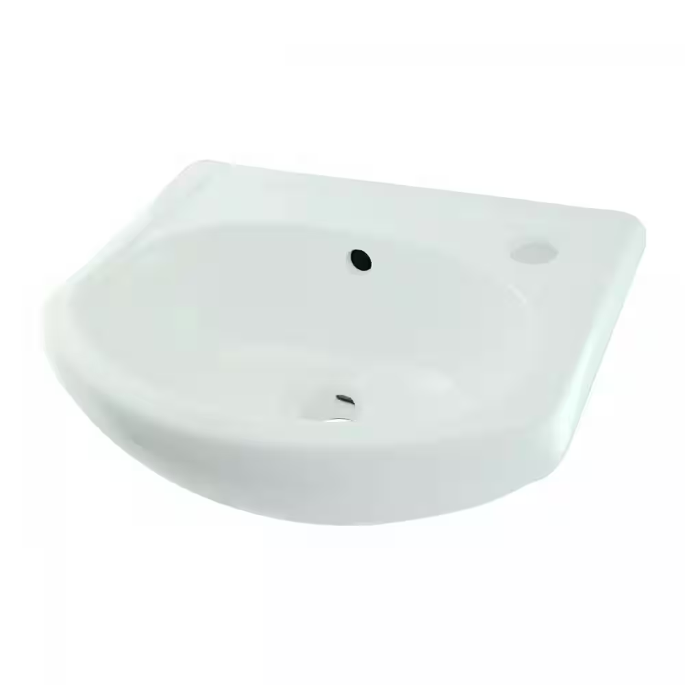 Dell Offset Faucet 16-1/8 In. Wall Mounted Bathroom Sink in White with Overflow