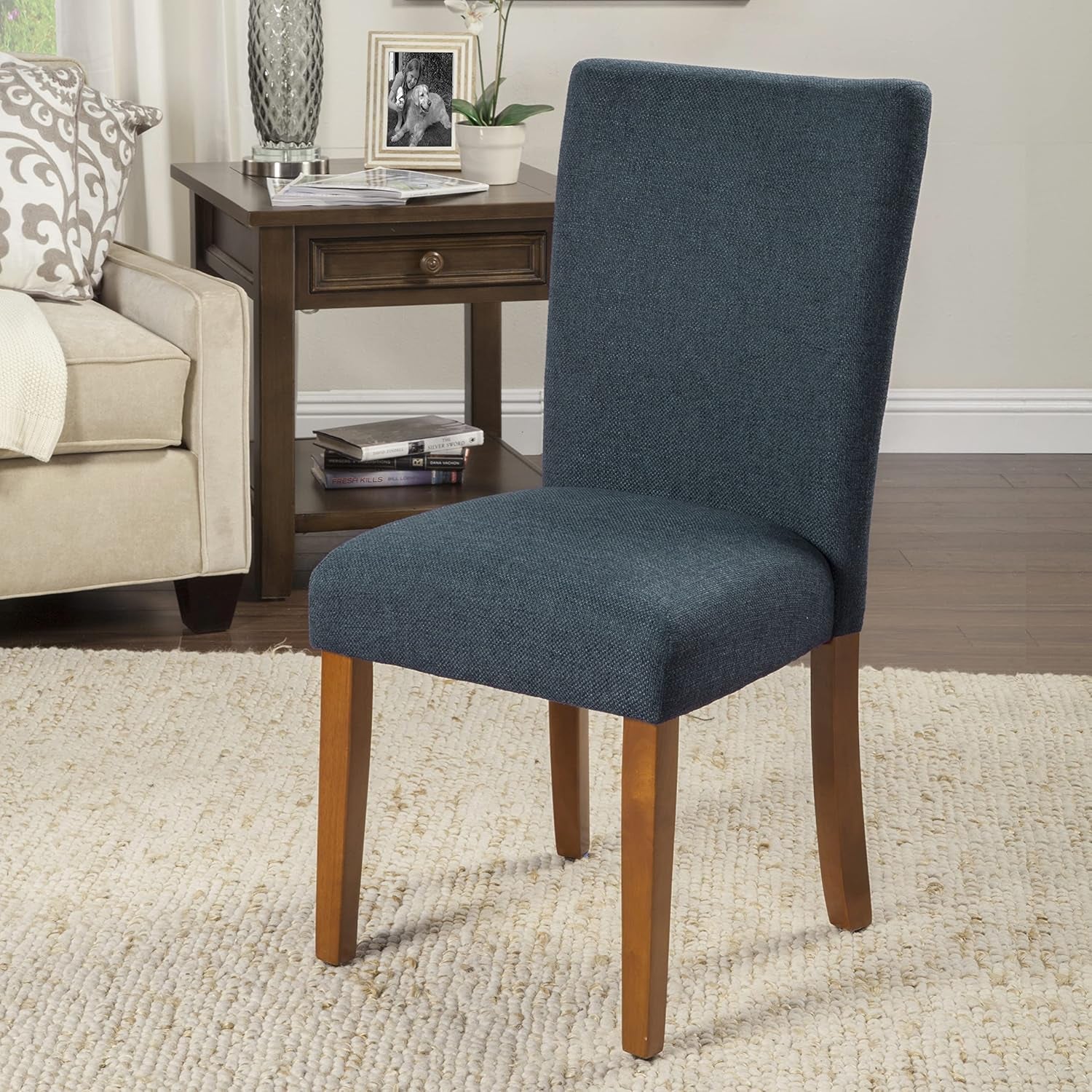 Parsons Classic Upholstered Accent Dining Chair, Set of 2, Navy