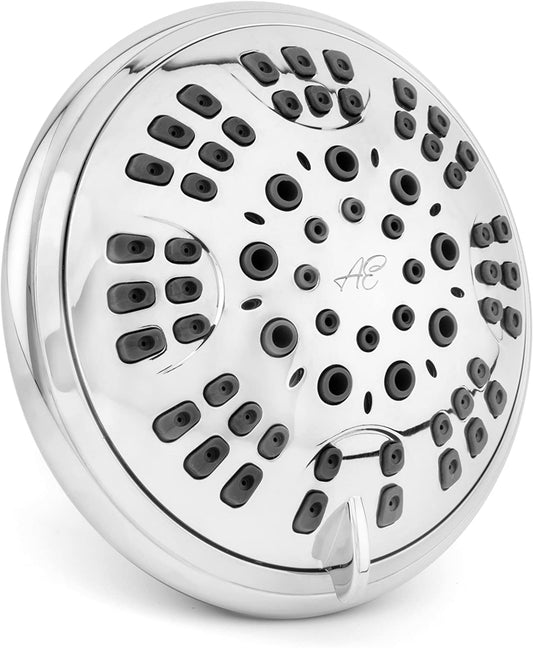 6 Function Shower Head - High Pressure Boosting Adjustable Showerhead for Low Flow Showers, 1.8 GPM - Chrome & California Certified