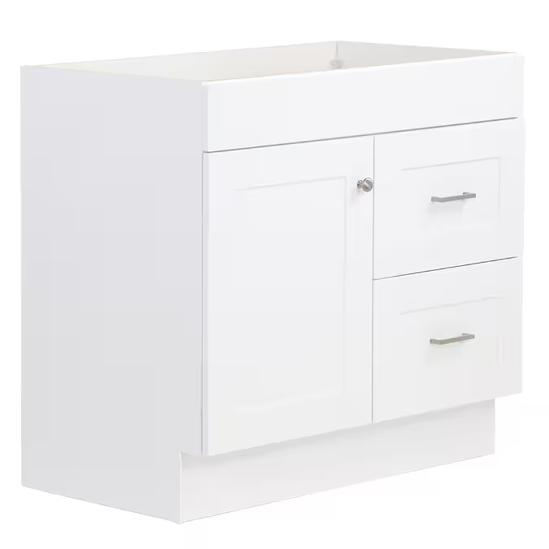 36-In White Bathroom Vanity Base Cabinet without Top