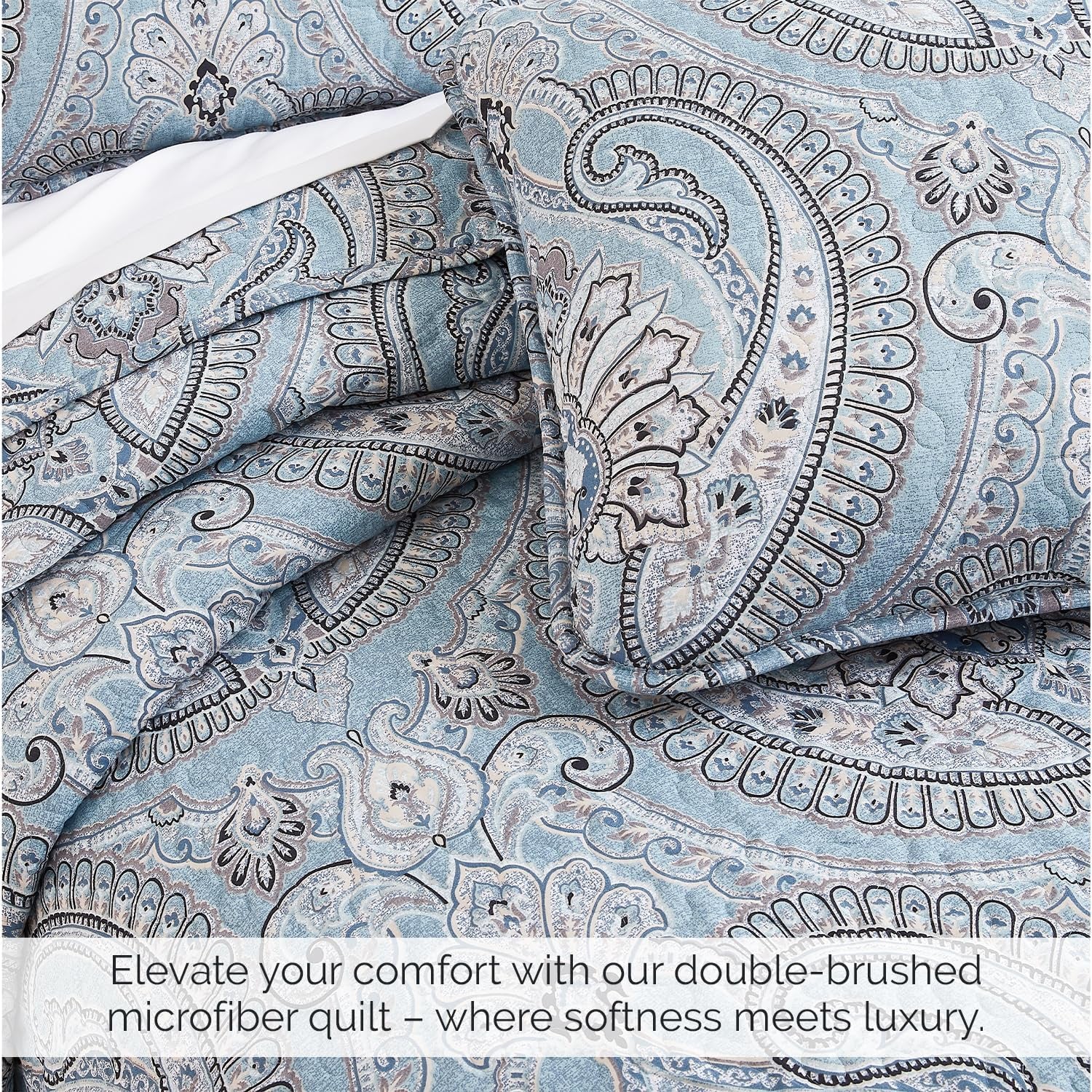 Oversized Bedding Quilt Set Lightweight, Summer Farmhouse Coverlet Bedspread 2-Piece with One Matching Sham (68 in Wide X 98 in Long), Aqua, Twin/Twin XL
