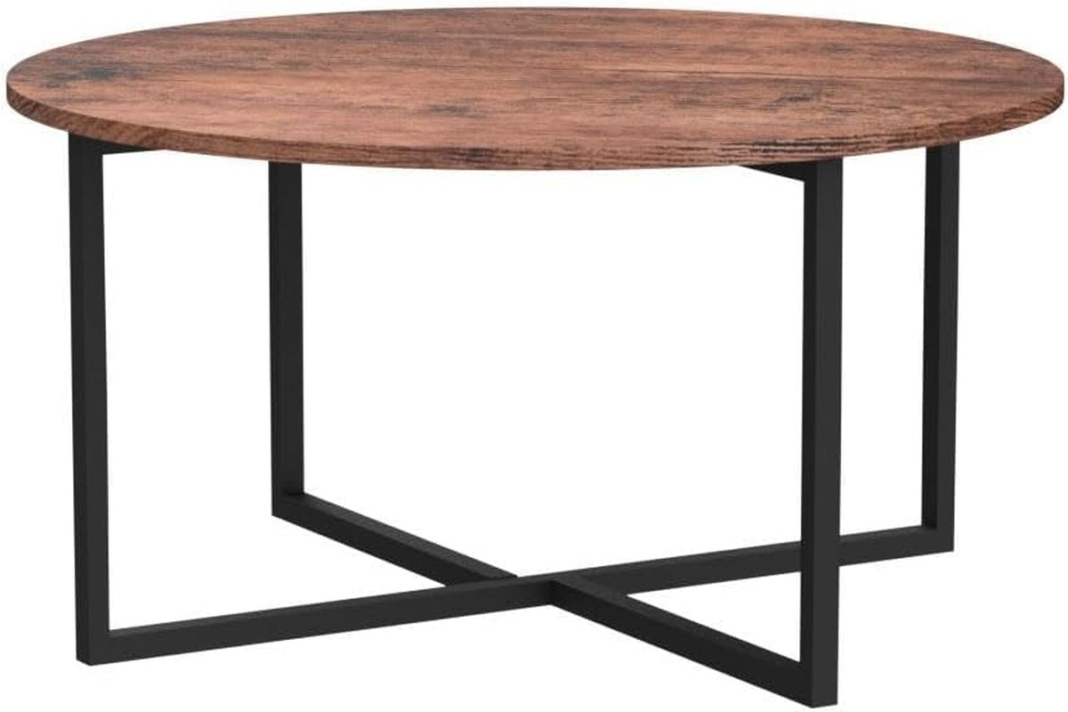 Round Coffee Table Kitchen Dining Table Modern Tea Table Office Conference Pedestal Desk Computer Study Desk Rustic Brown/Black